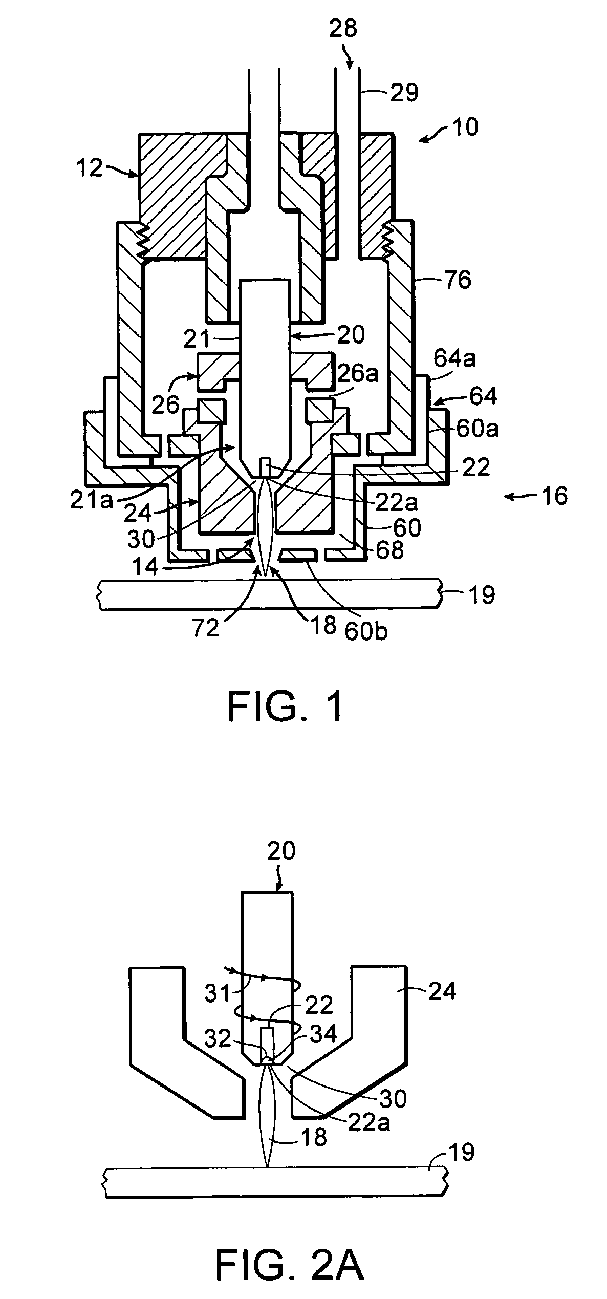 Plasma arc torch having an electrode with internal passages