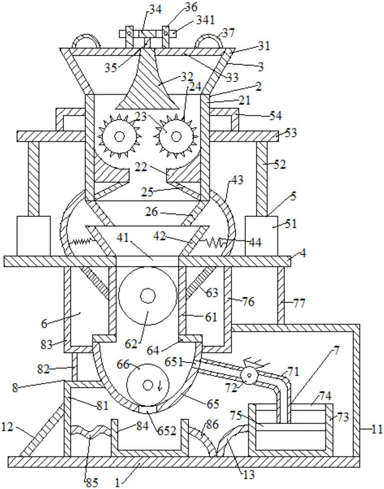 High-efficiency and environment-friendly medicinal material smashing and grinding device