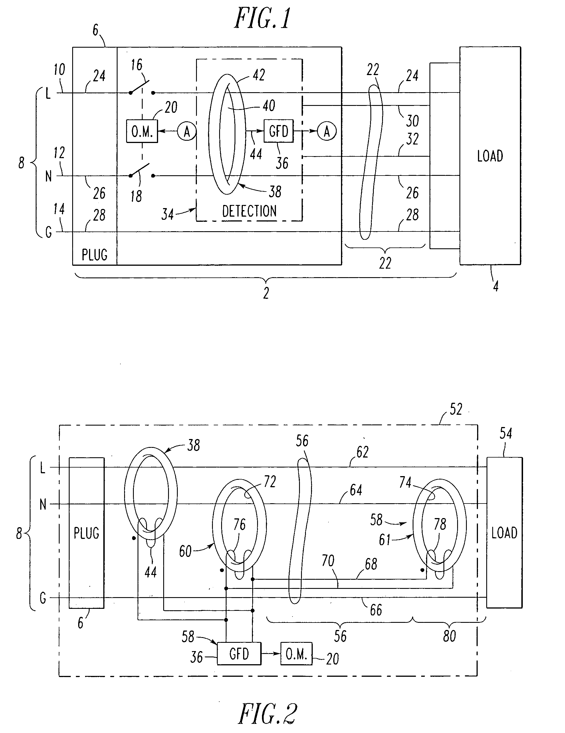 Corded leakage-current detection and interrupton apparatus