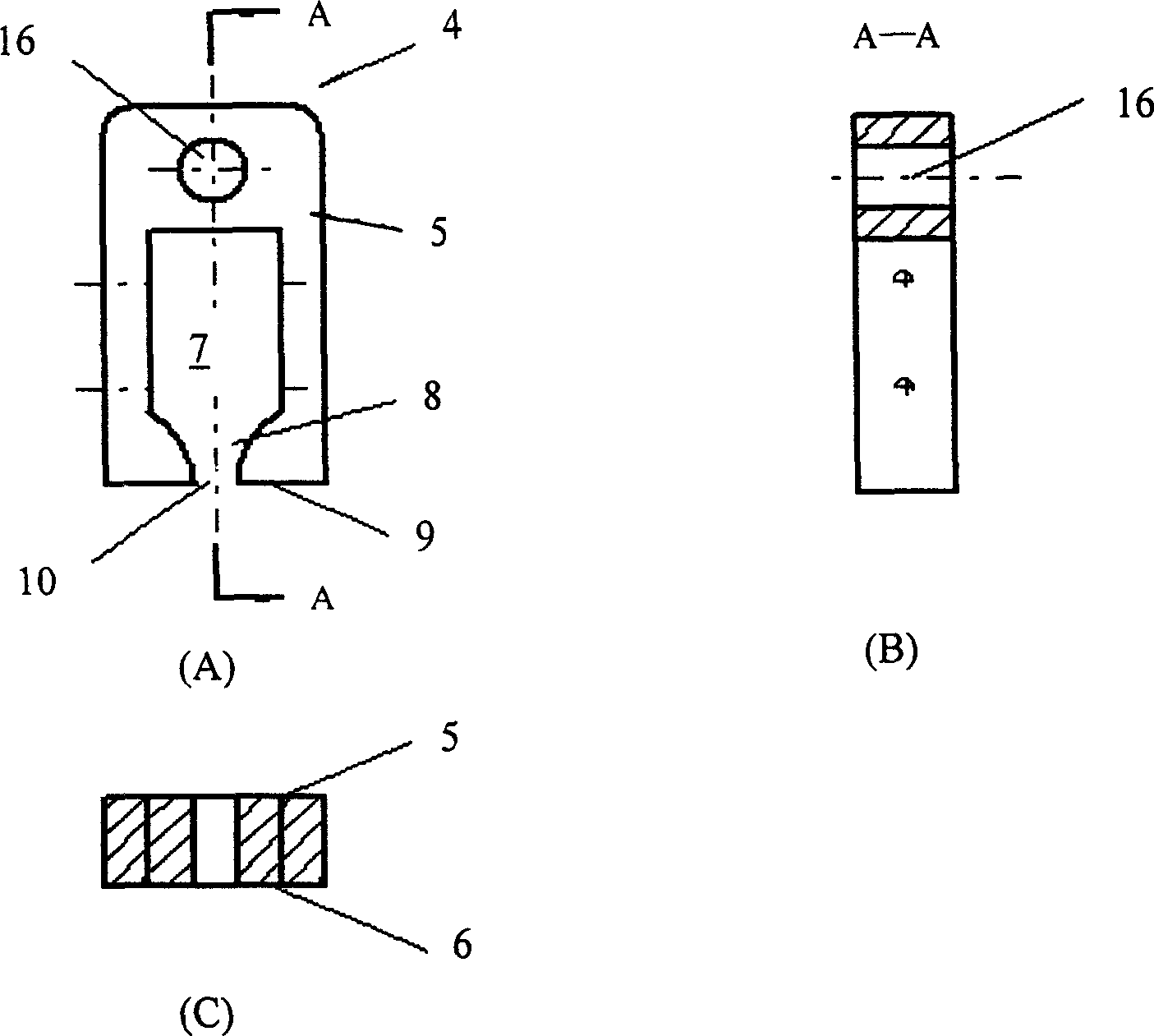 Stretching clamping device used for nonmetal material stretching mechanics performance testing