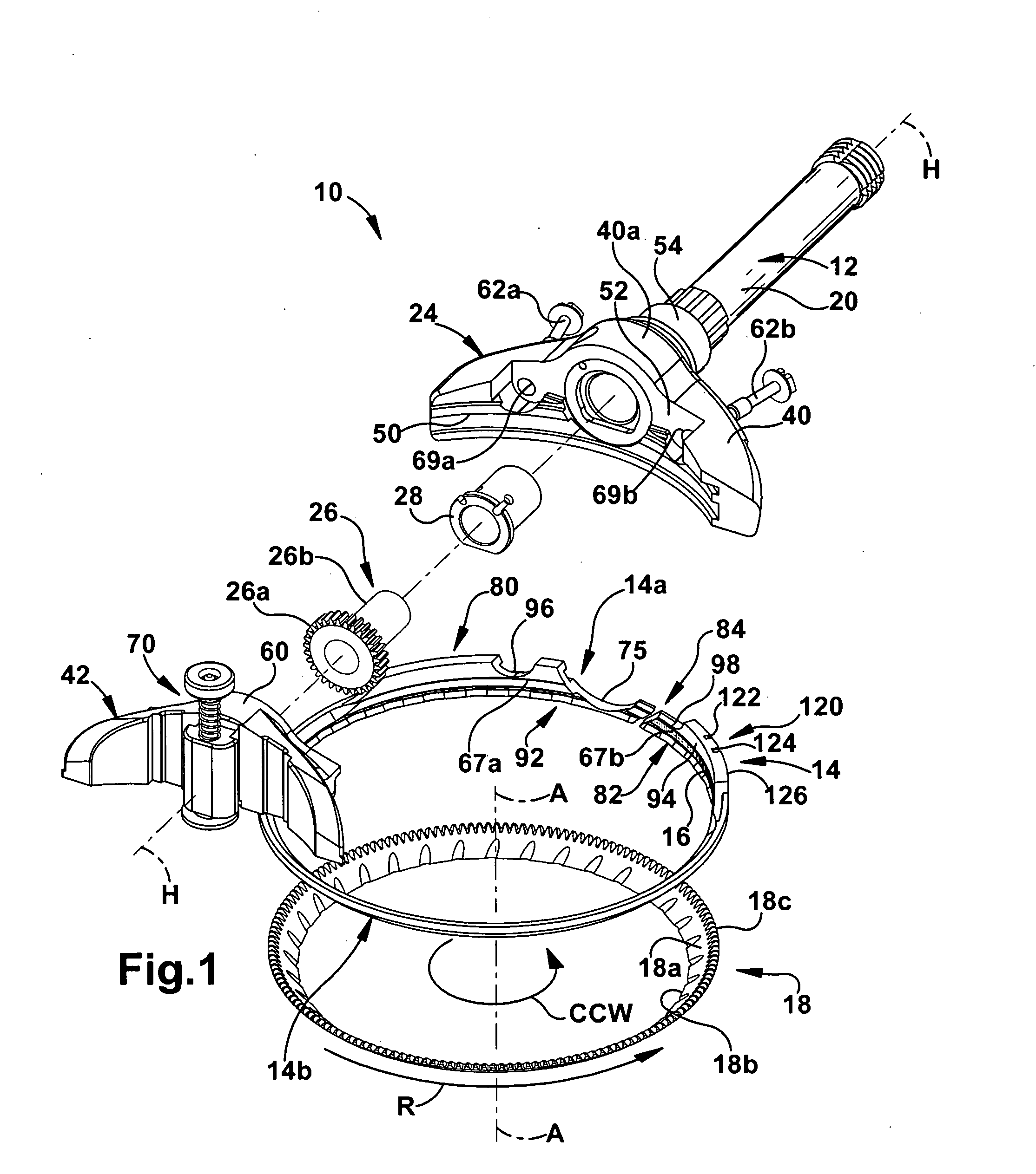 Split blade housing for power operated rotary knife