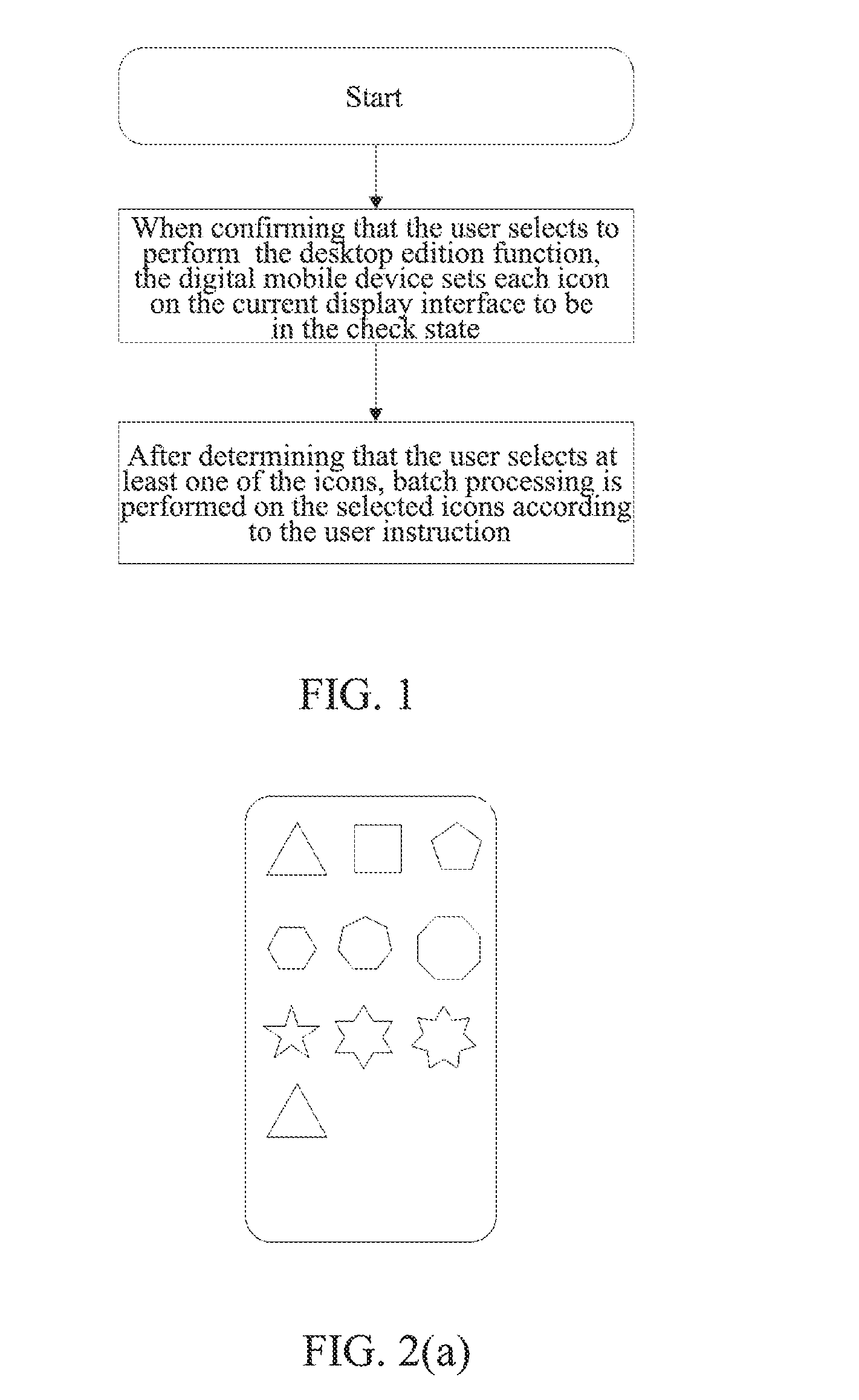 Method for performing batch management on desktop icon and digital mobile device