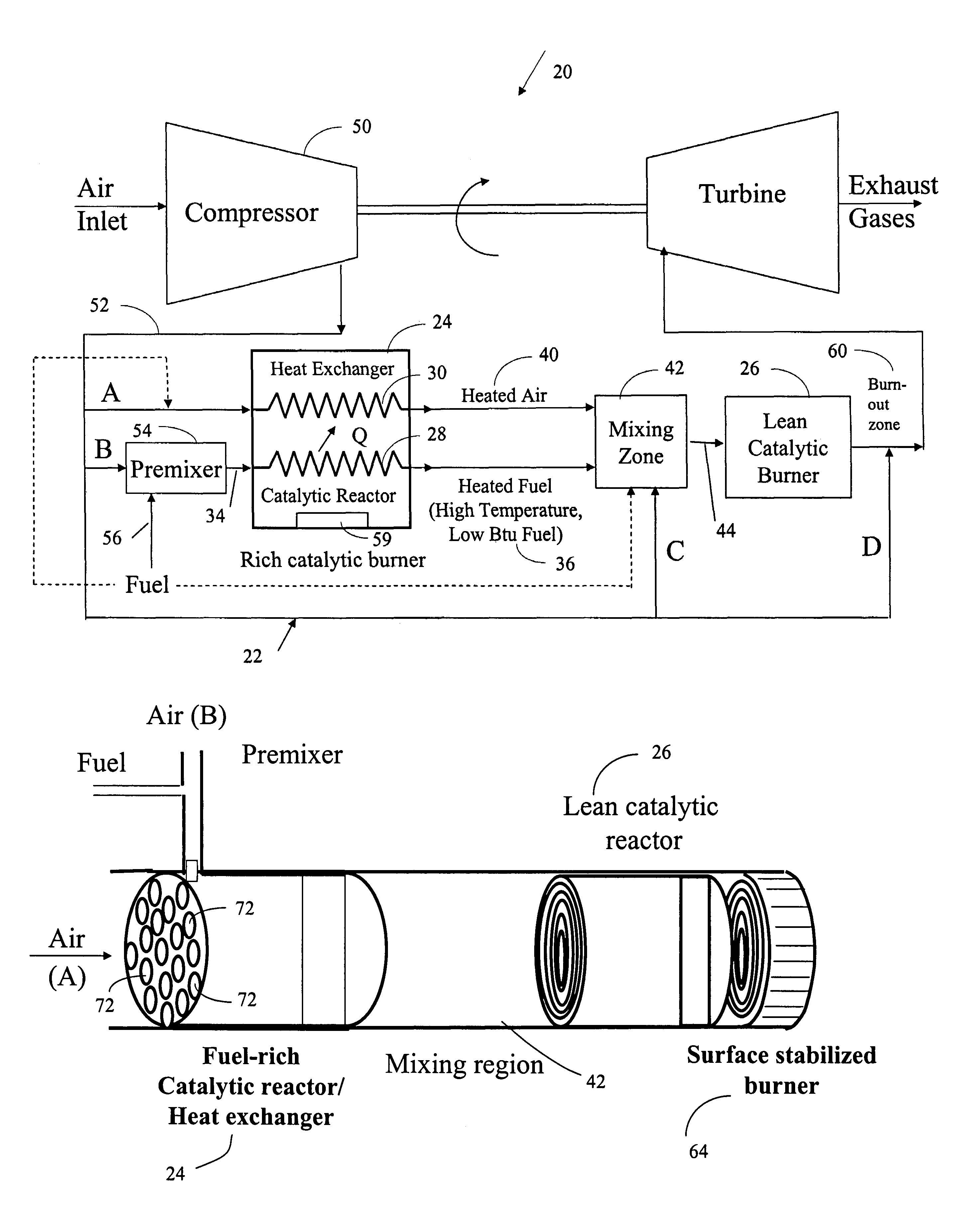 Method and system for rich-lean catalytic combustion