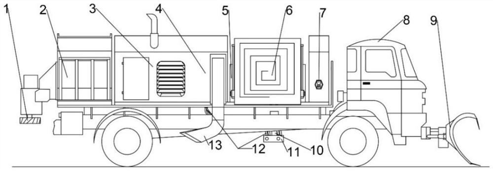 Multifunctional pavement ice and snow removal construction method based on electromagnetic heating and microwave heating