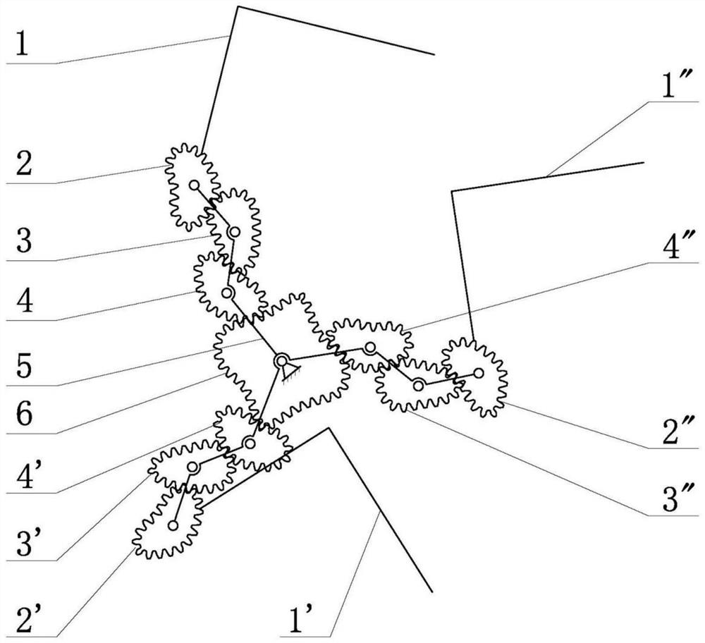 Three-arm differential non-circular gear train transplanting mechanism