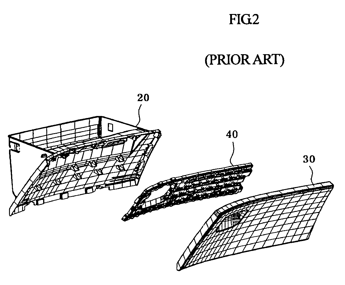 Knee bolster mounting structure for a glove box