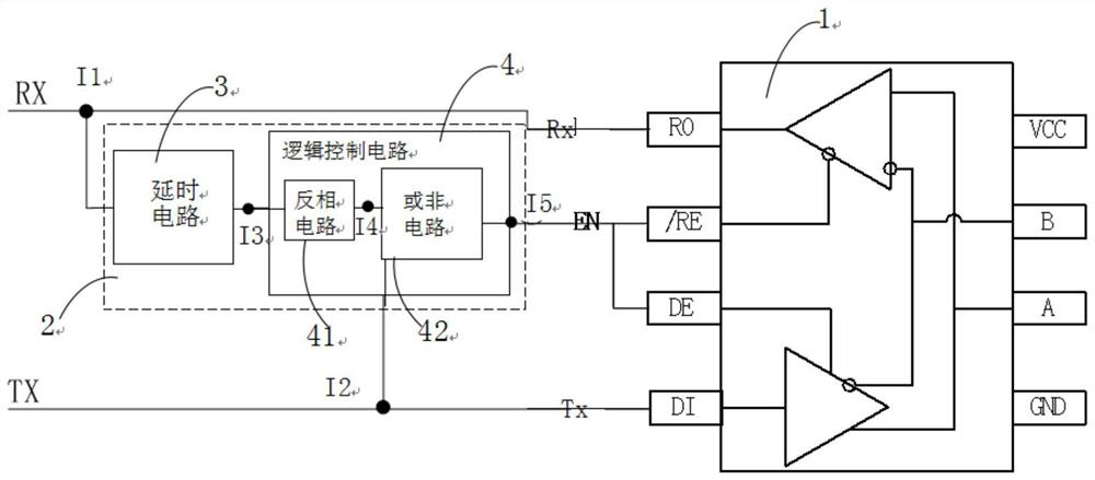 485 interface chip anti-collision transceiver switching circuit device