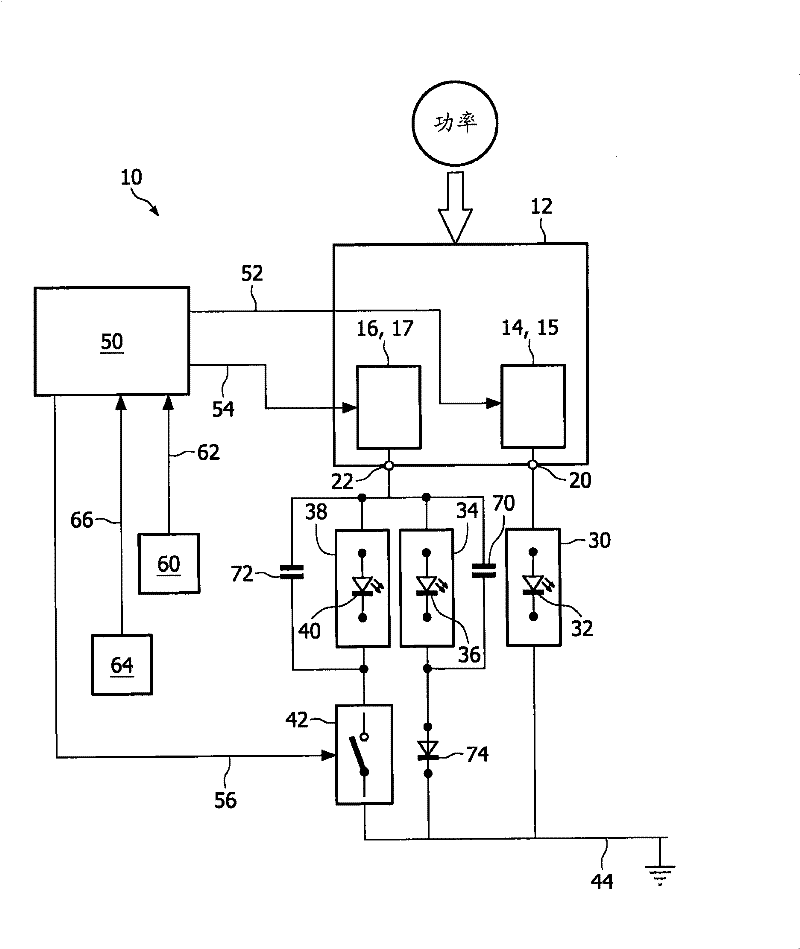 Power supply device for light elements and method for supplying power to light elements
