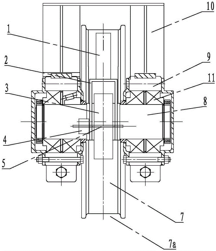 Crane encoder mounting structure