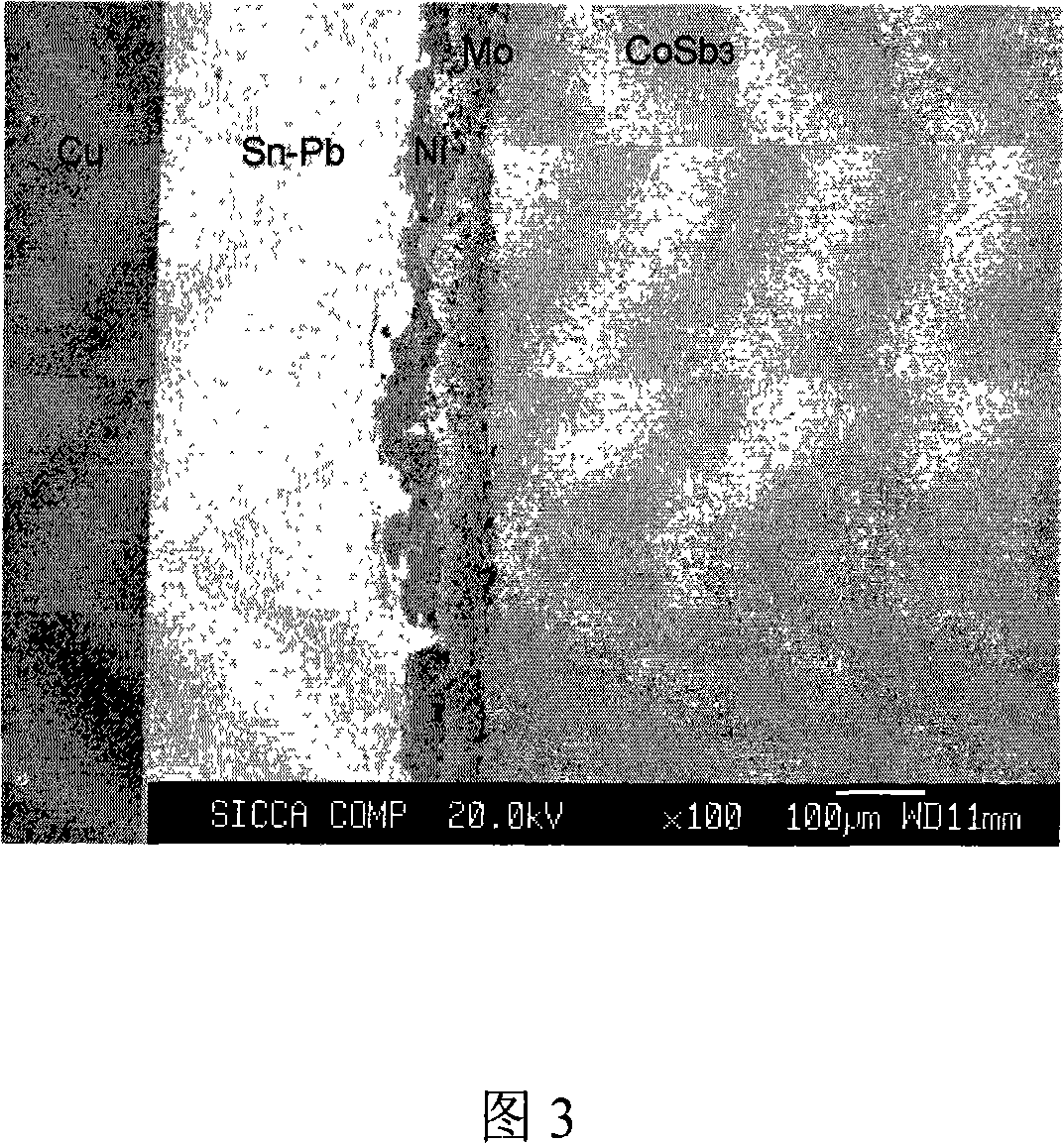 Method for manufacturing cobalt stibium antimonide based thermoelectric device