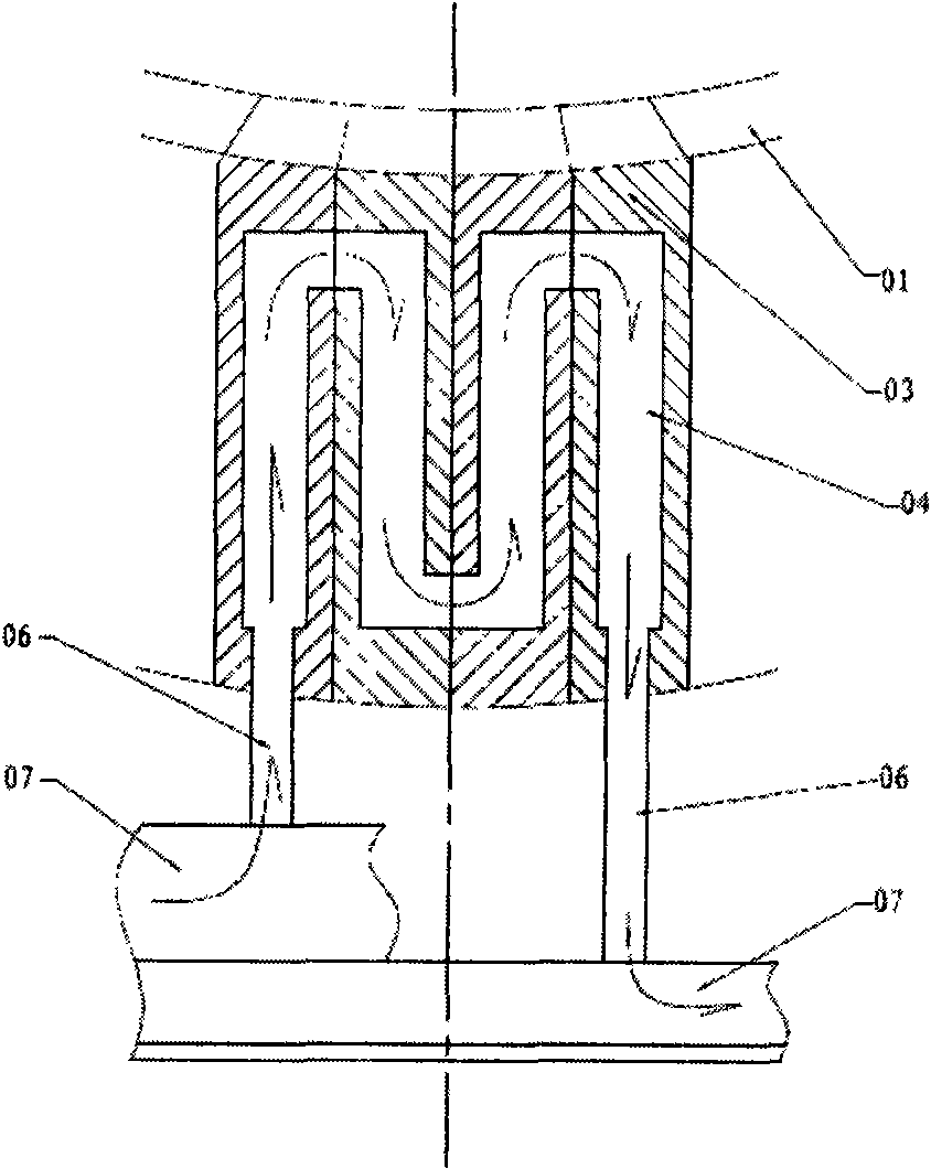 Single-waterway split cold crucible for induction melting and manufacture method thereof