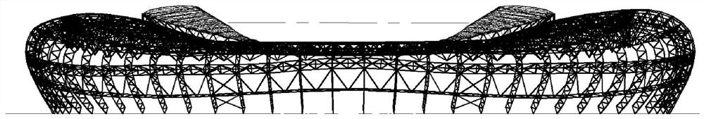 A kind of suspended roof and roof construction method for stadium reconstruction