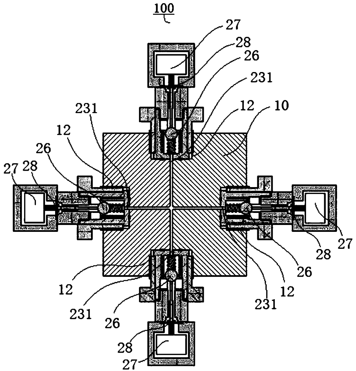 Liquid chromatography high-pressure resistant gradient valve and liquid chromatography liquid inlet system