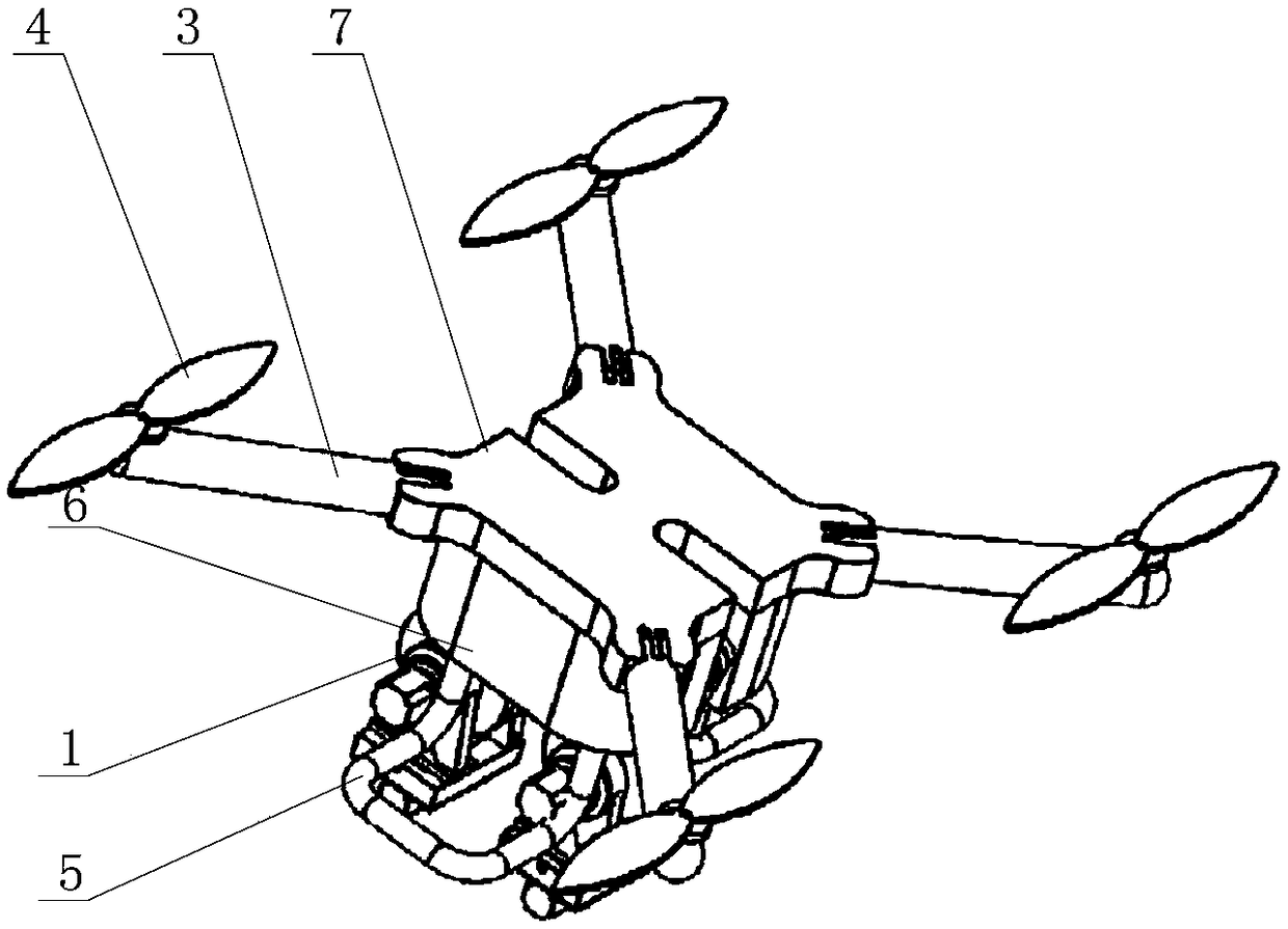 A high-voltage transmission line inspection robot operating in three modes of flying, climbing and sliding