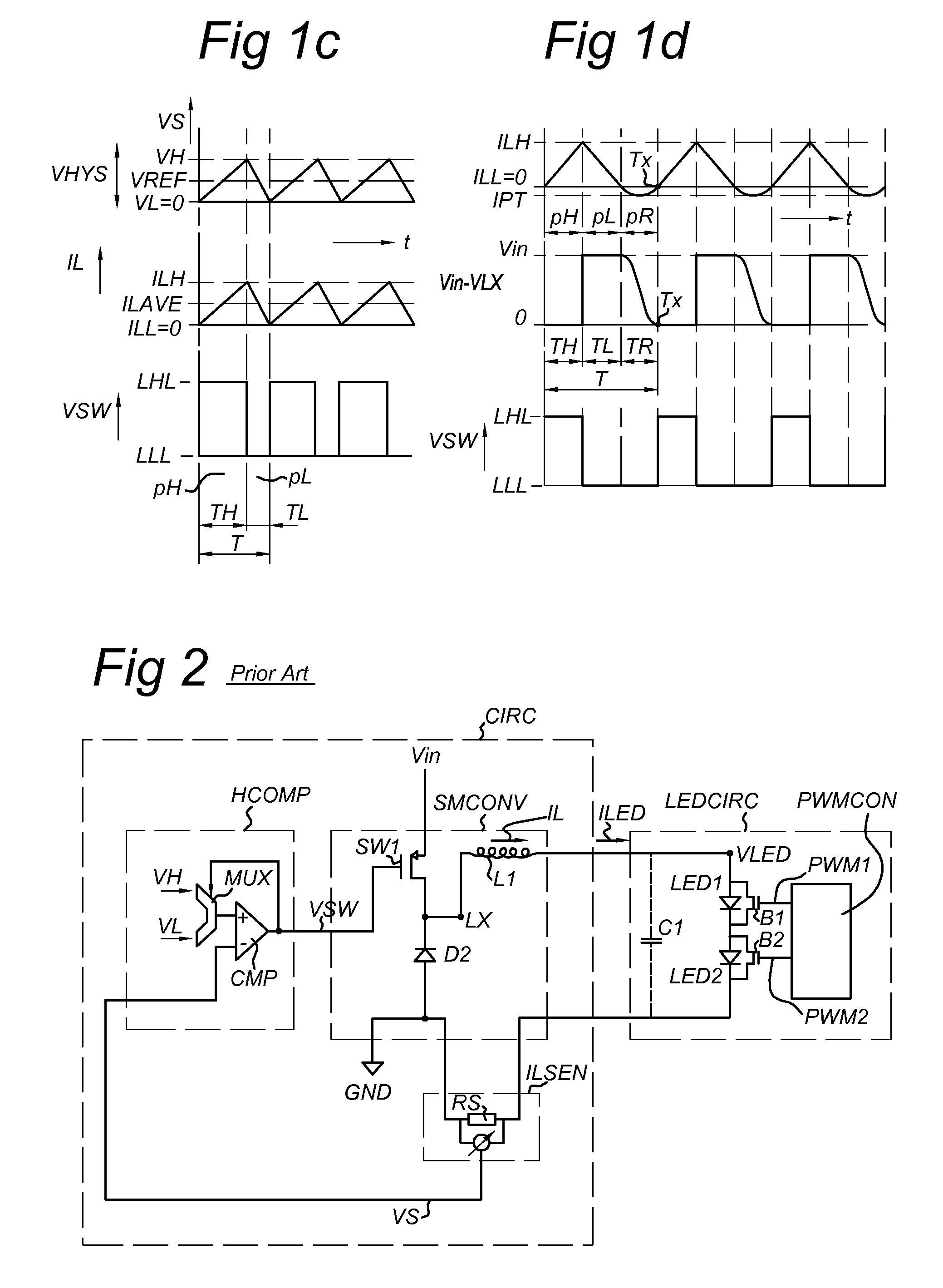 Method and circuit arrangement for cycle-by-cycle control of a LED current flowing through a LED circuit arrangement, and associated circuit composition and lighting system