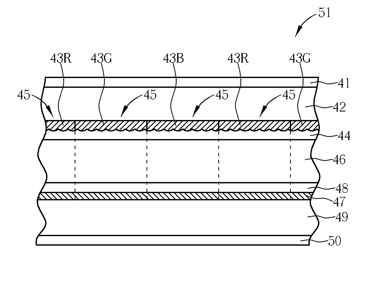 Liquid crystal display having color filters with recess structures