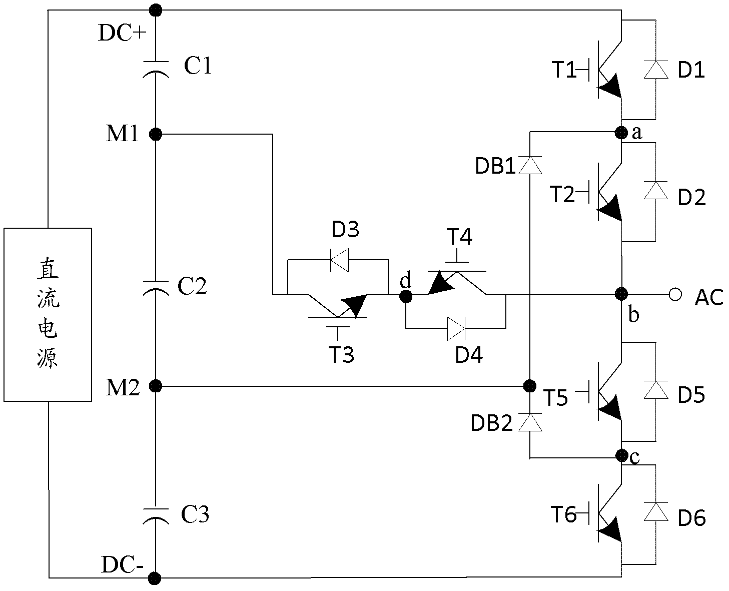 Four-level topology unit and application circuit thereof