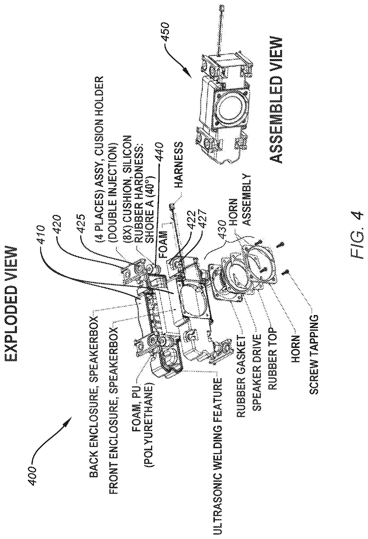 Suspended speaker housing in a teleconference system