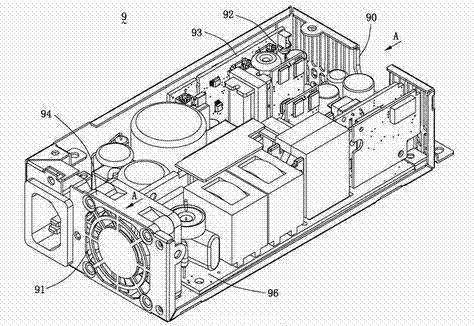 Heat radiating fan and power supply device