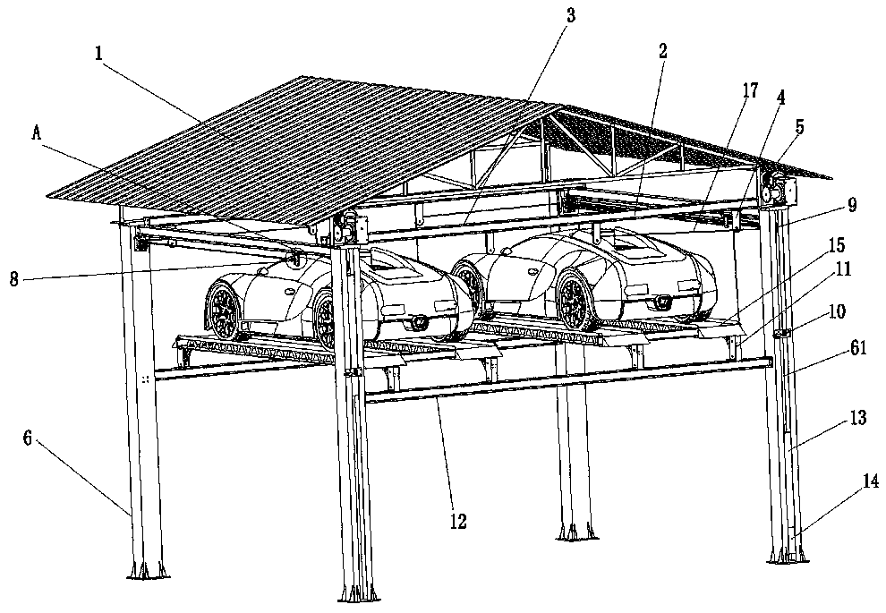 Corridor-type energy-saving garage and intelligent control system