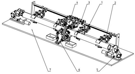 A steel pipe flange welding butt joint robot