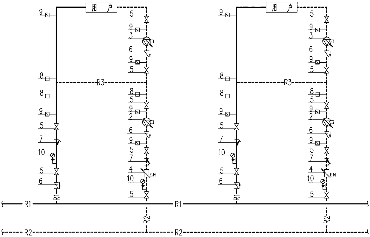 Stage pump and water mixing pump unit for users applied to building with low terrain