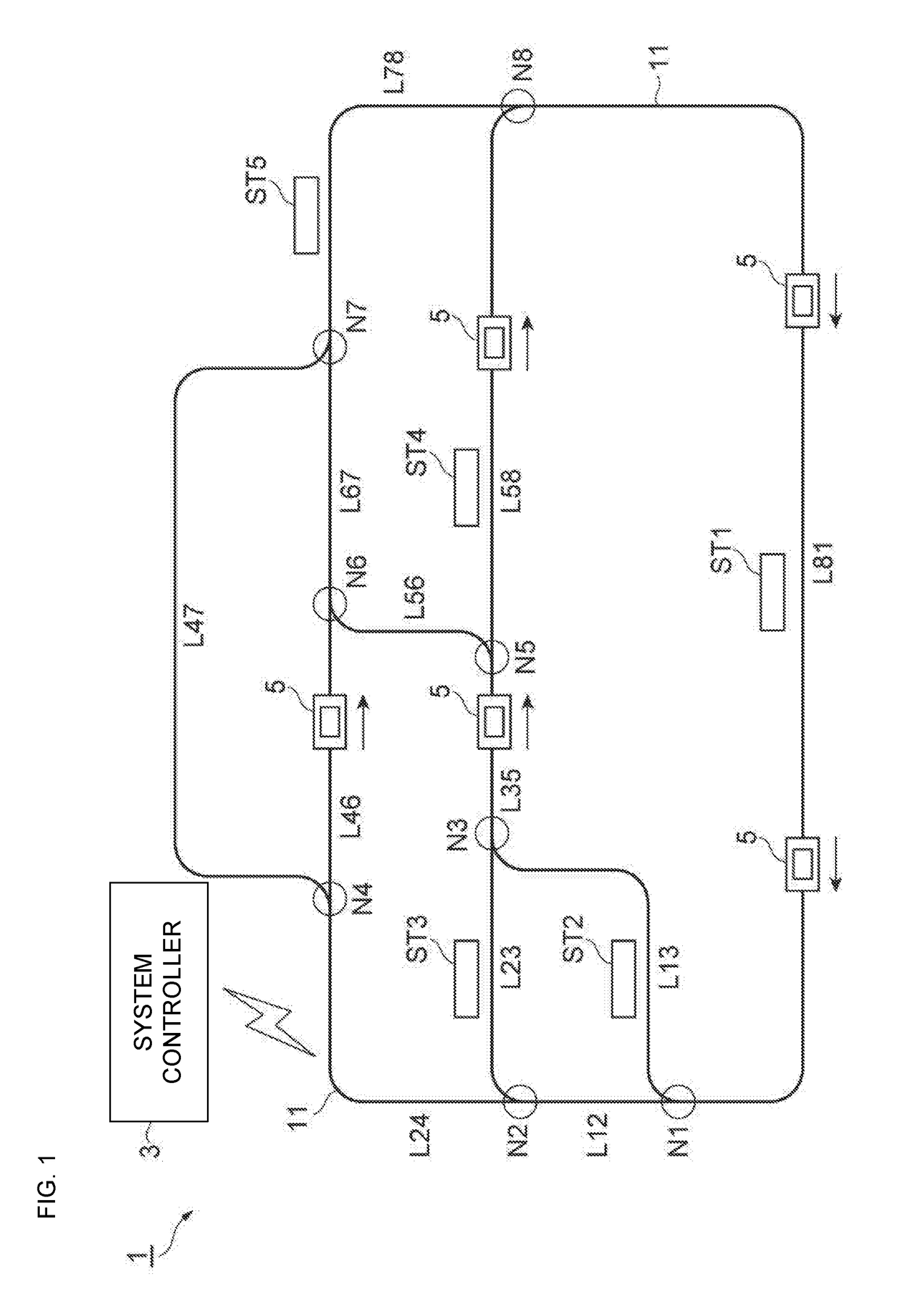 Transporting vehicle system, and method of controlling transporting vehicle