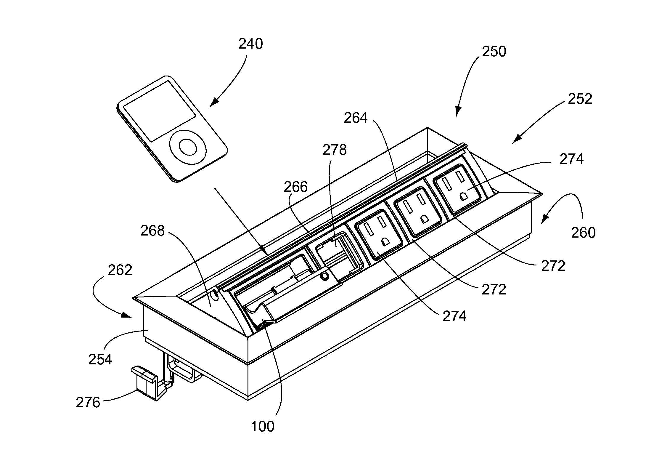 Docking station for use with power and data center