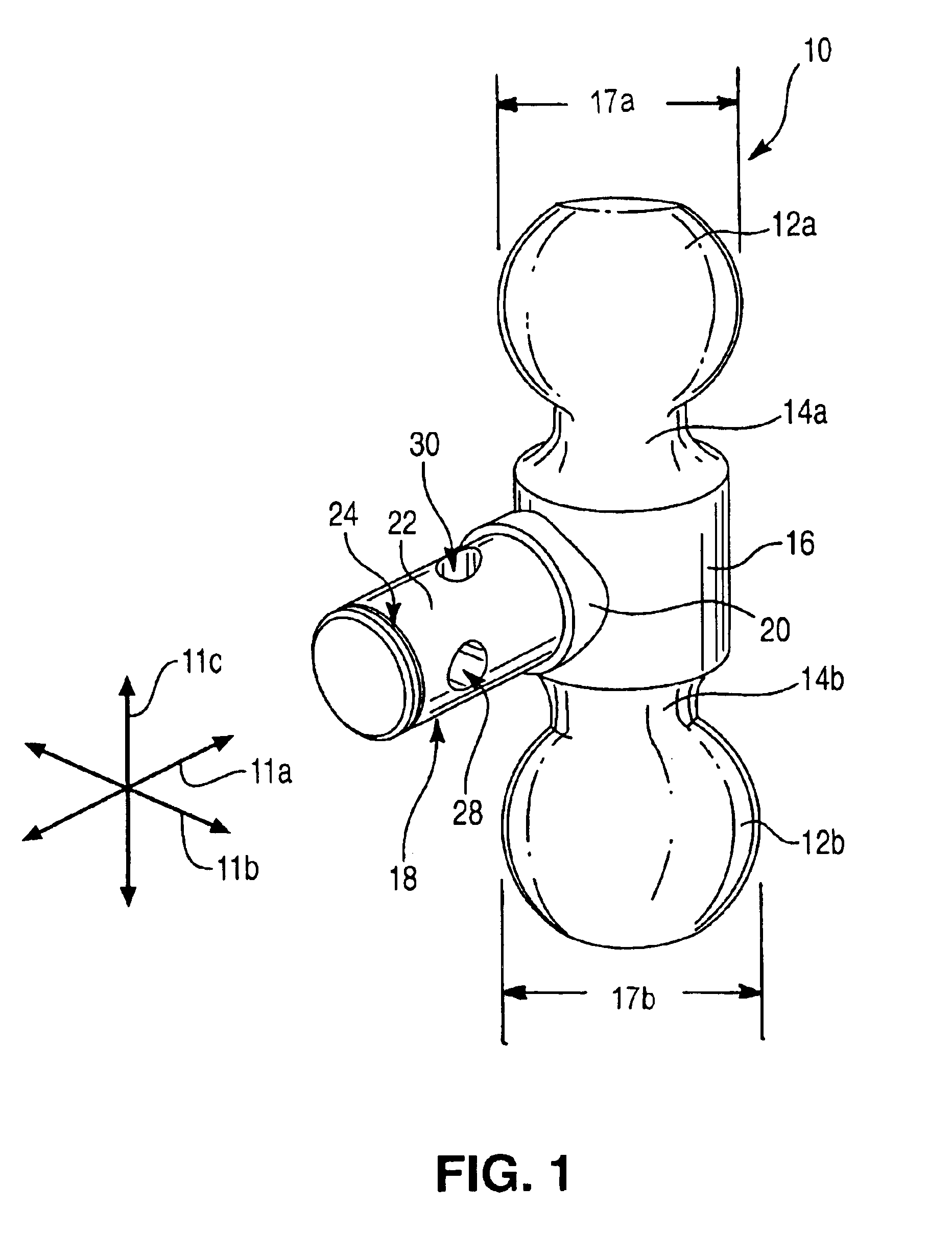 Monolithic, double-ball hitch