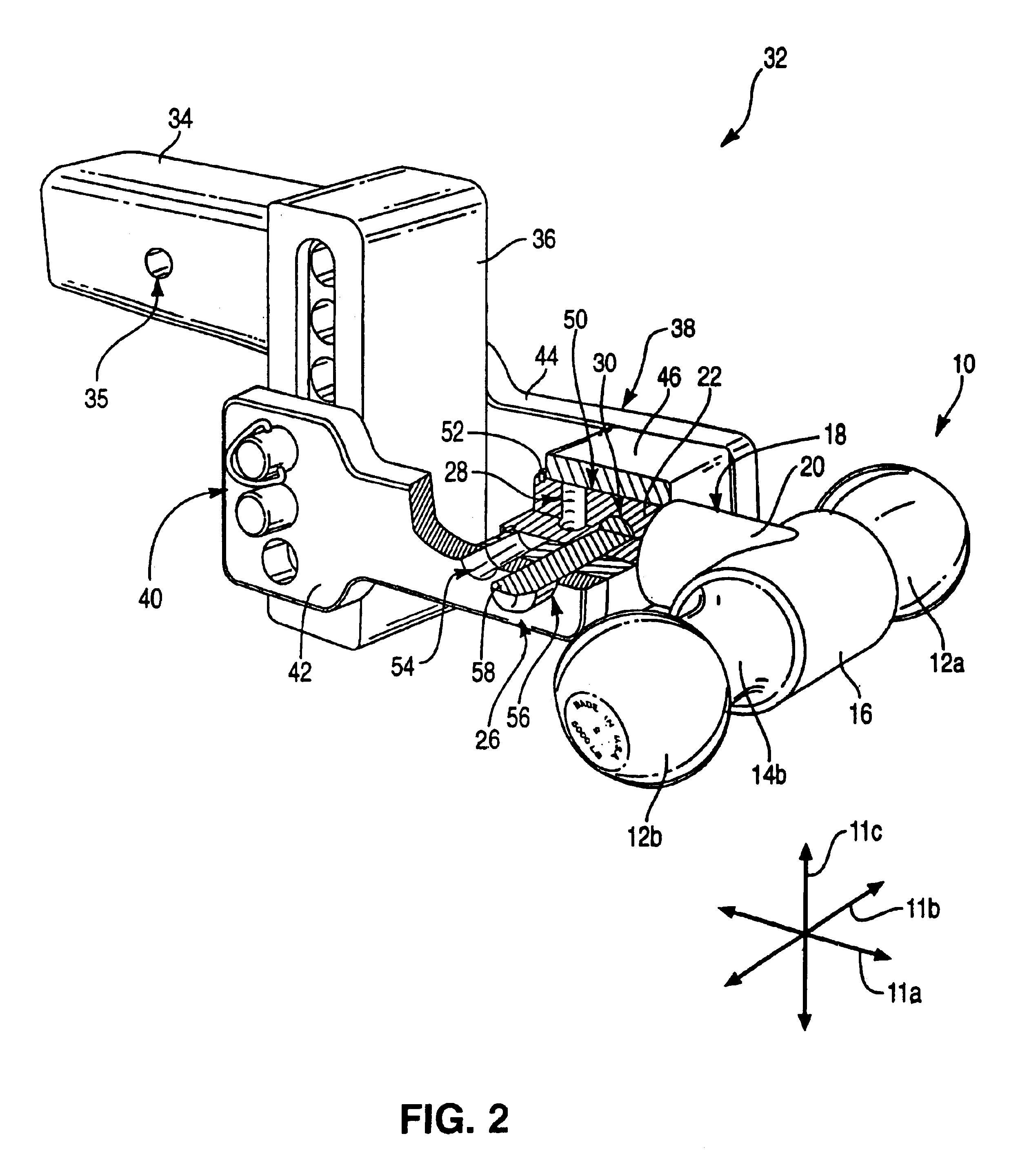 Monolithic, double-ball hitch