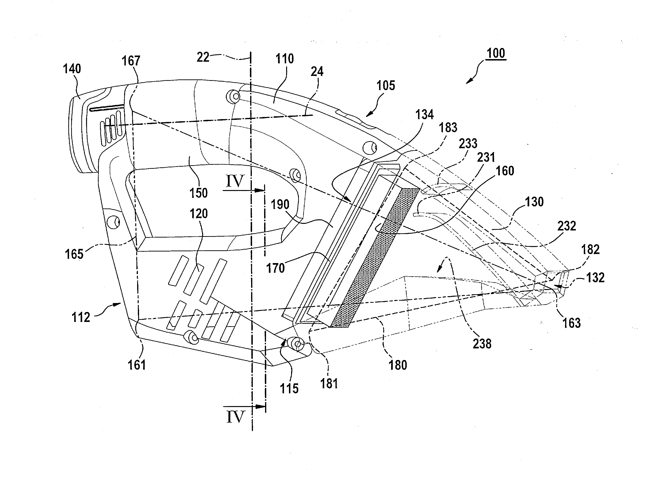 Battery-powered handheld vacuum device