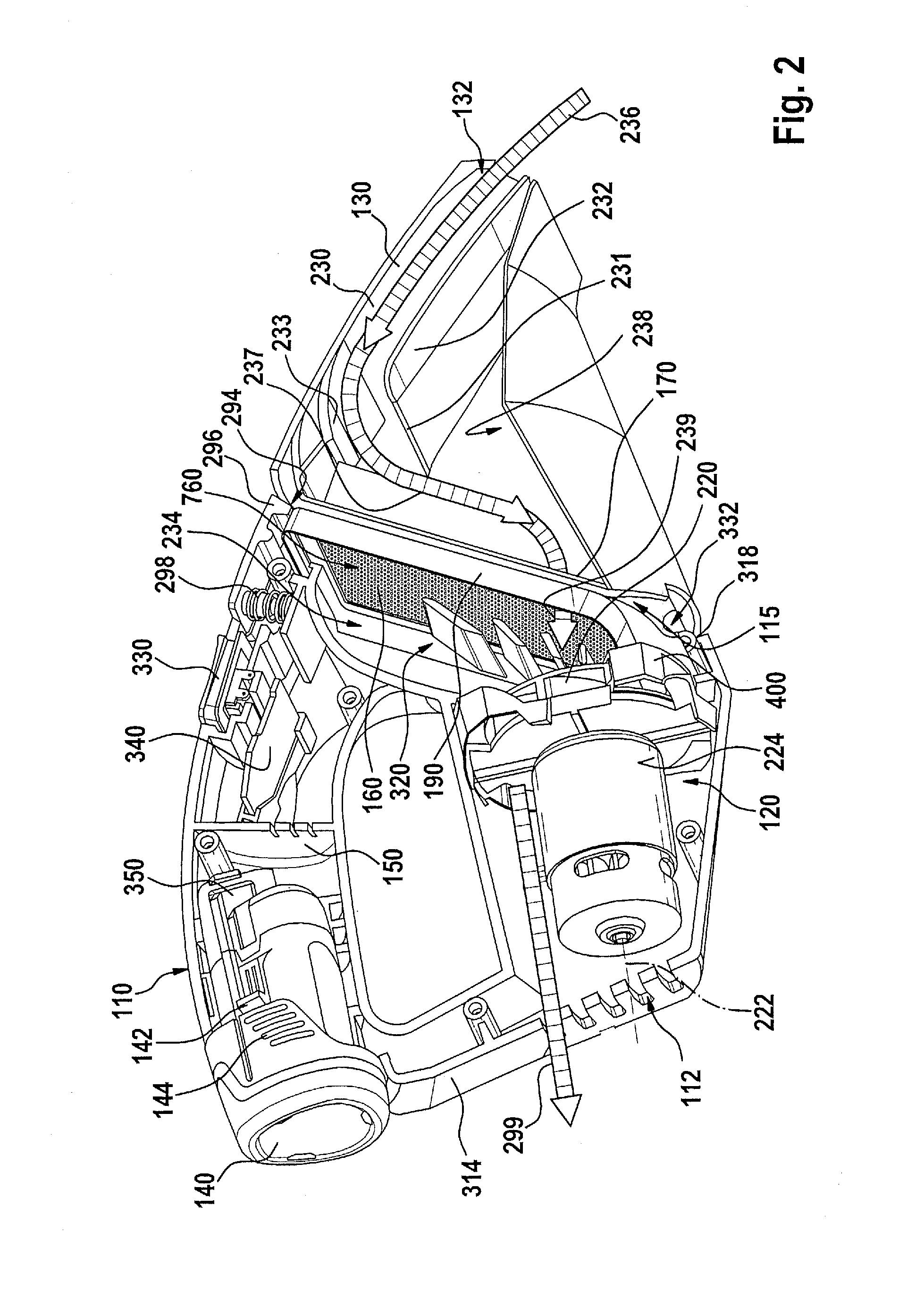 Battery-powered handheld vacuum device