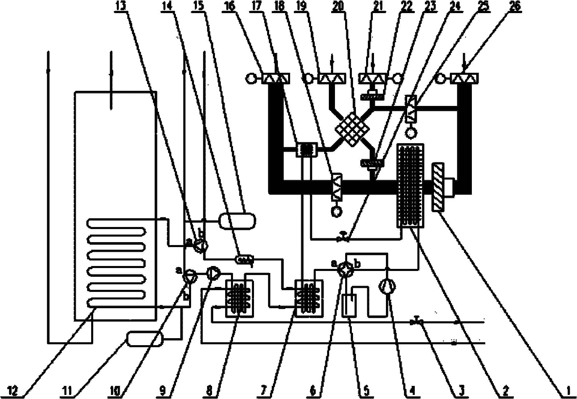 Combined home-use air conditioning heat pump hot water machine system