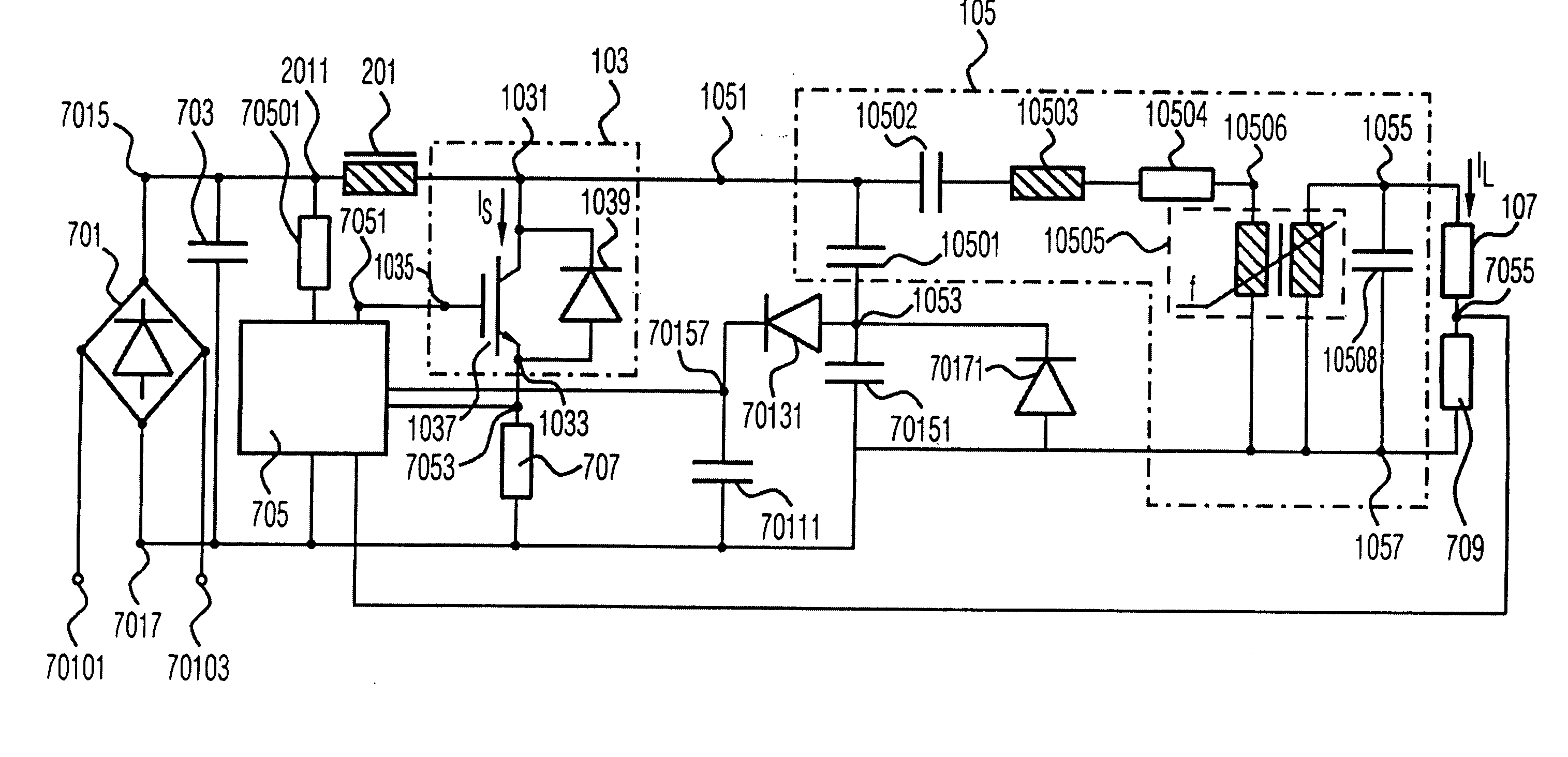 Resonance converter with voltage regulation and method of driving variable loads