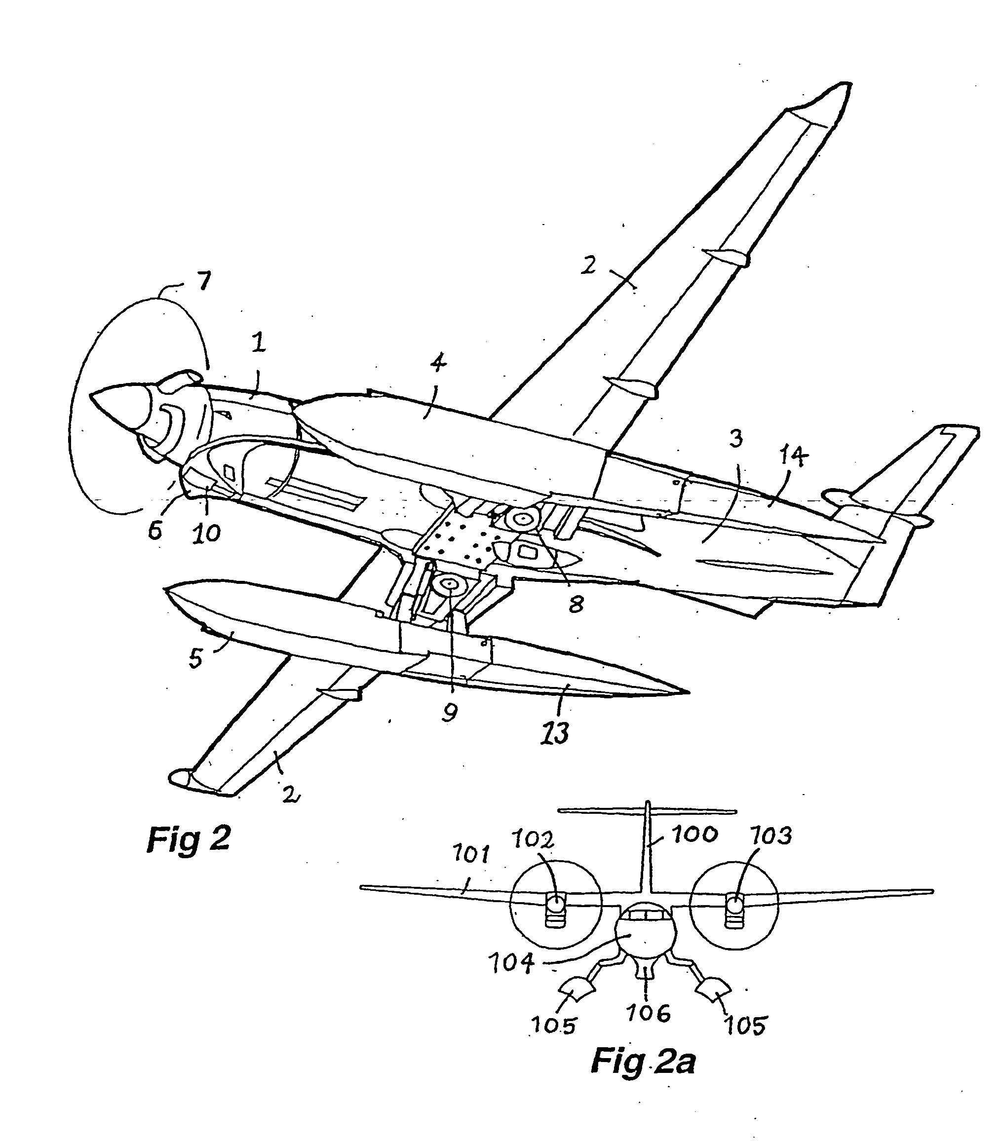 Seaplane with retractable twin floats