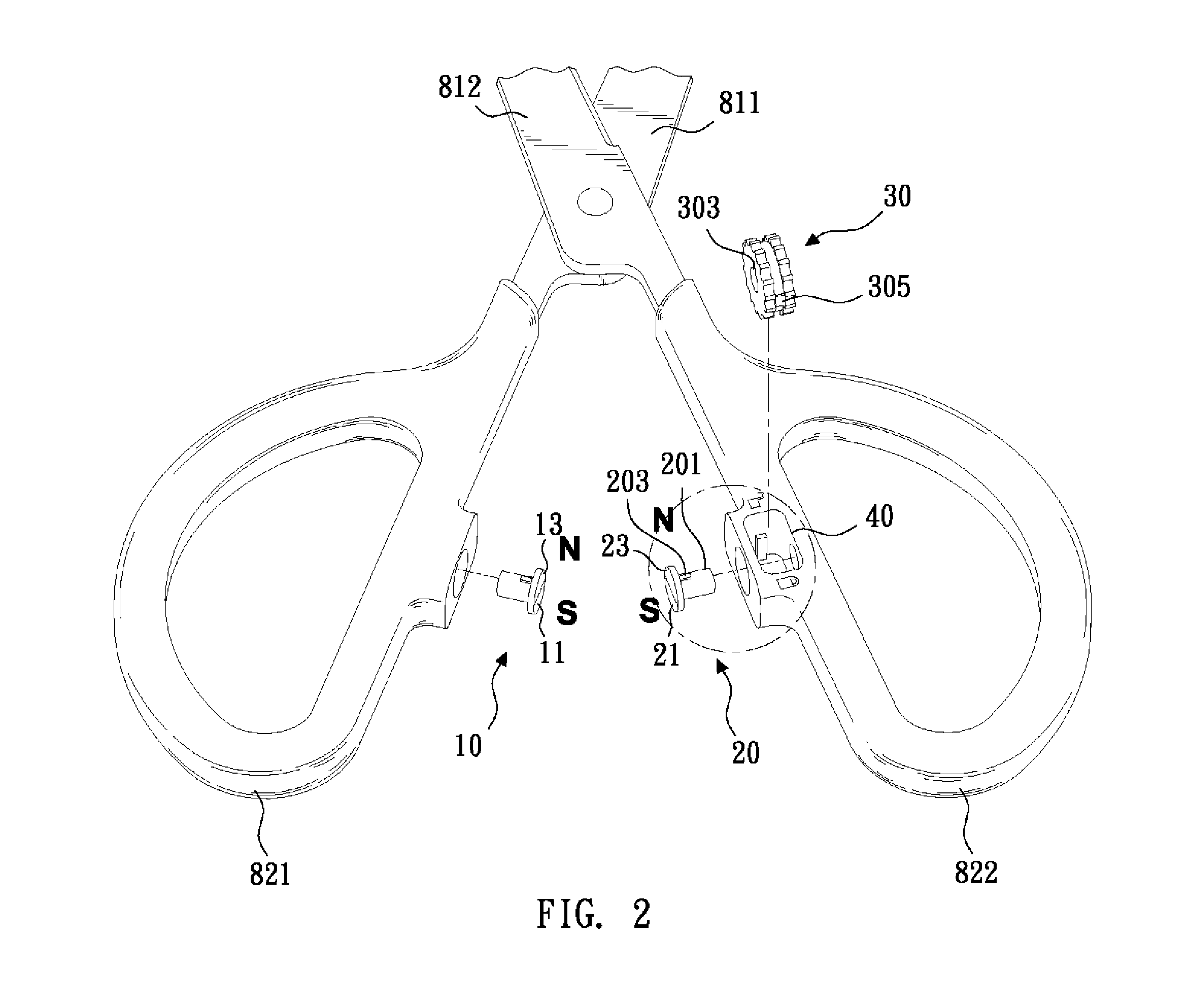 Magnetic auxiliary mechanism for pivoted tool