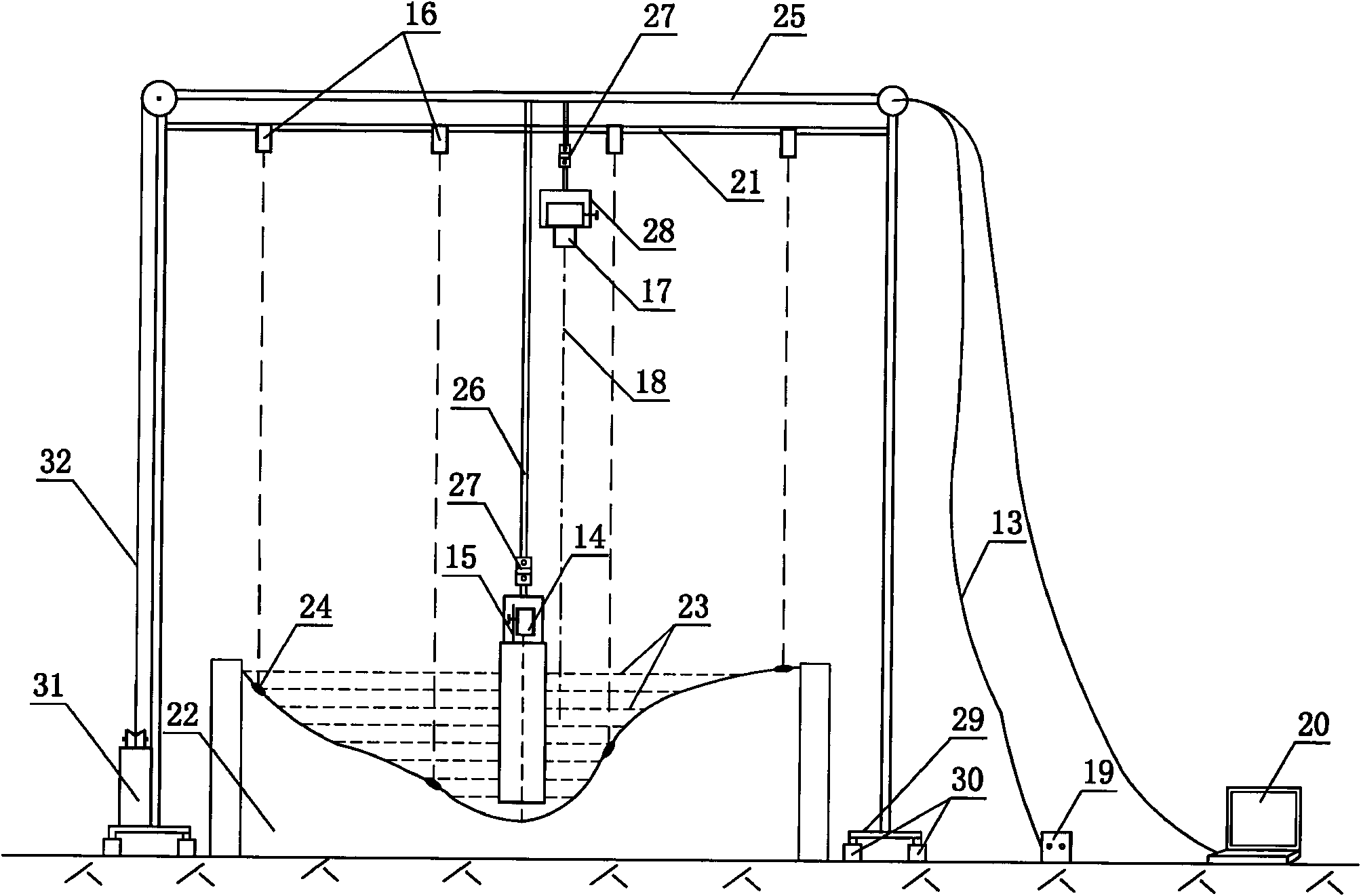 Three-dimensional observation device for scouring terrain