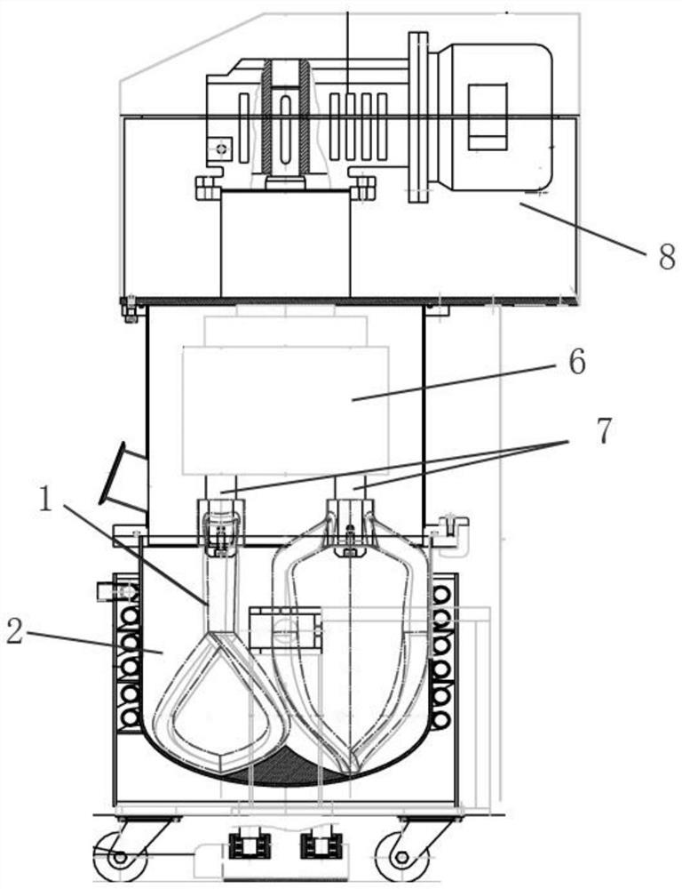 Stirring device of dough mixer