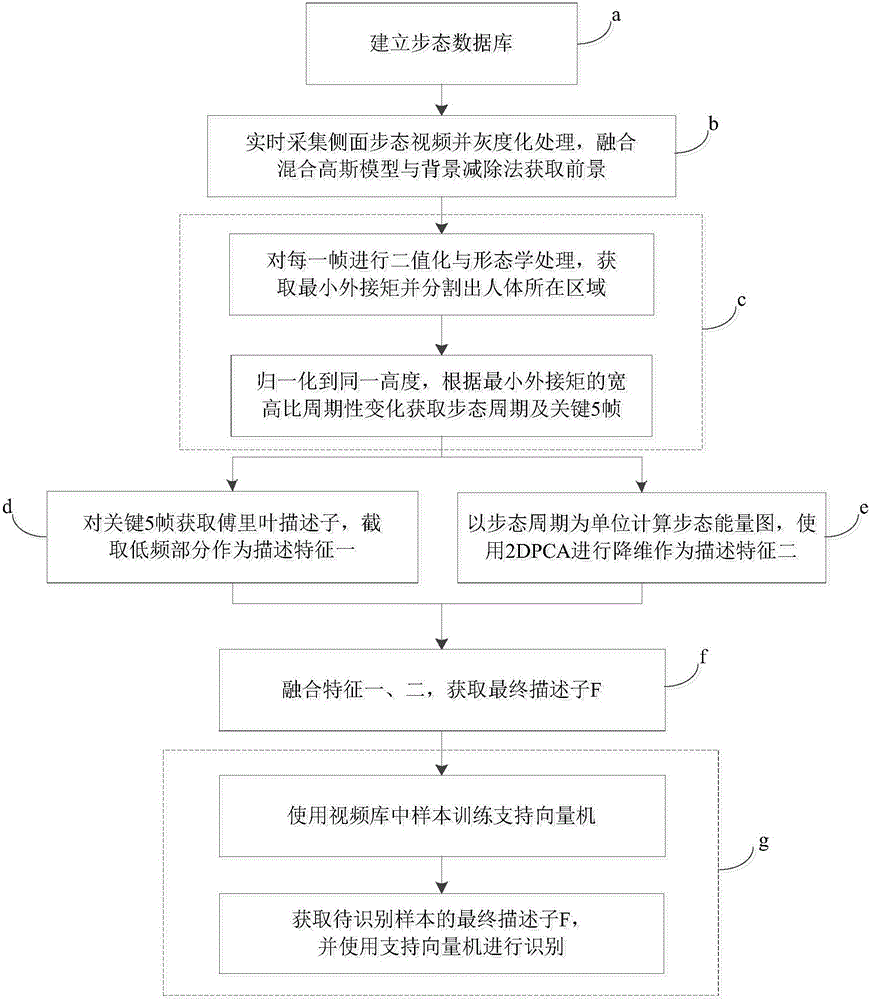 Fourier descriptor and gait energy image fusion feature-based gait identification method