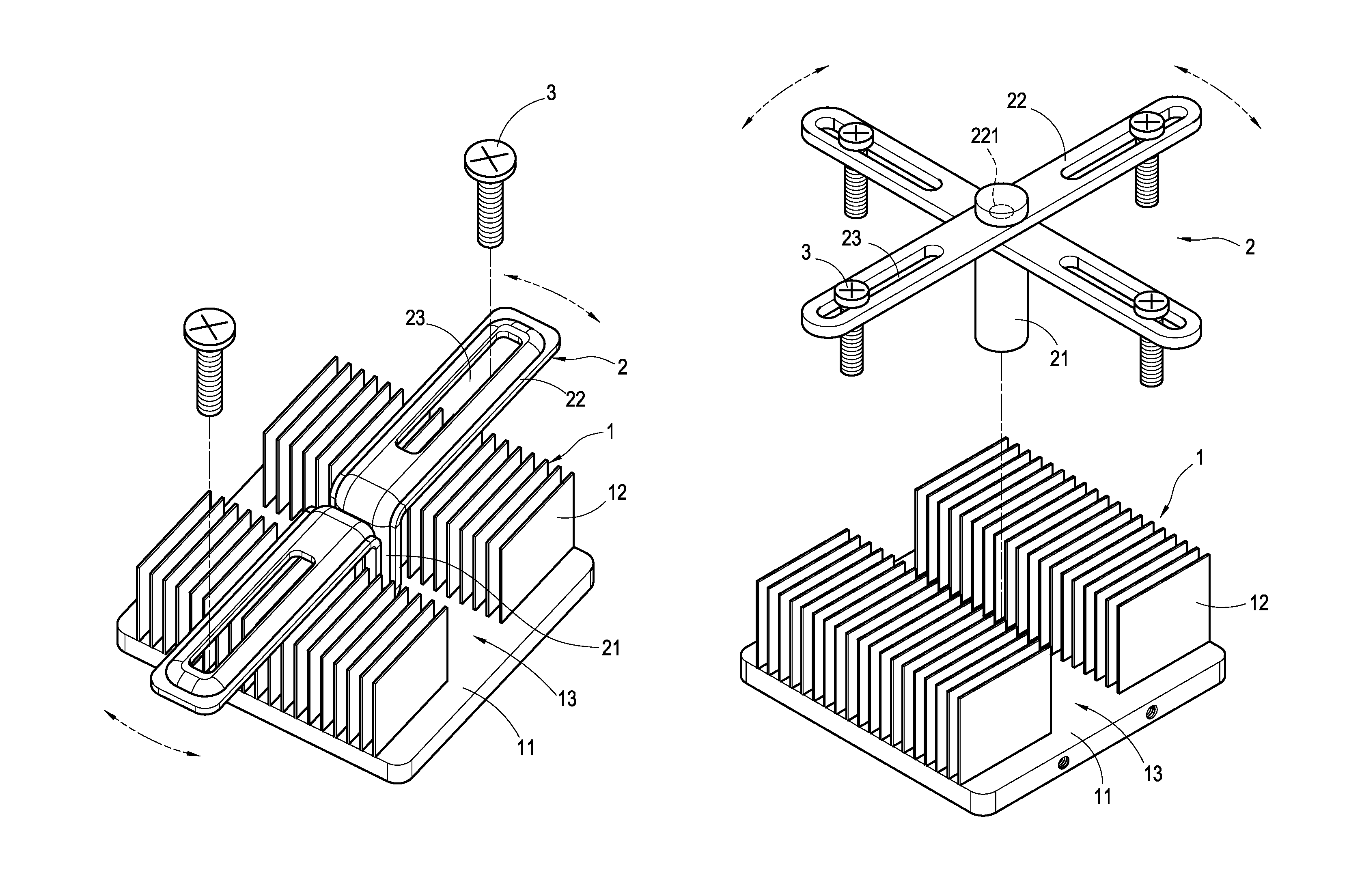 Fixing means for heat dissipater