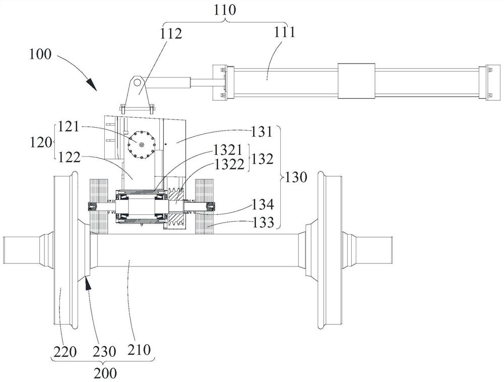 Derusting machine for railway wagon wheel set and derusting device for axle body