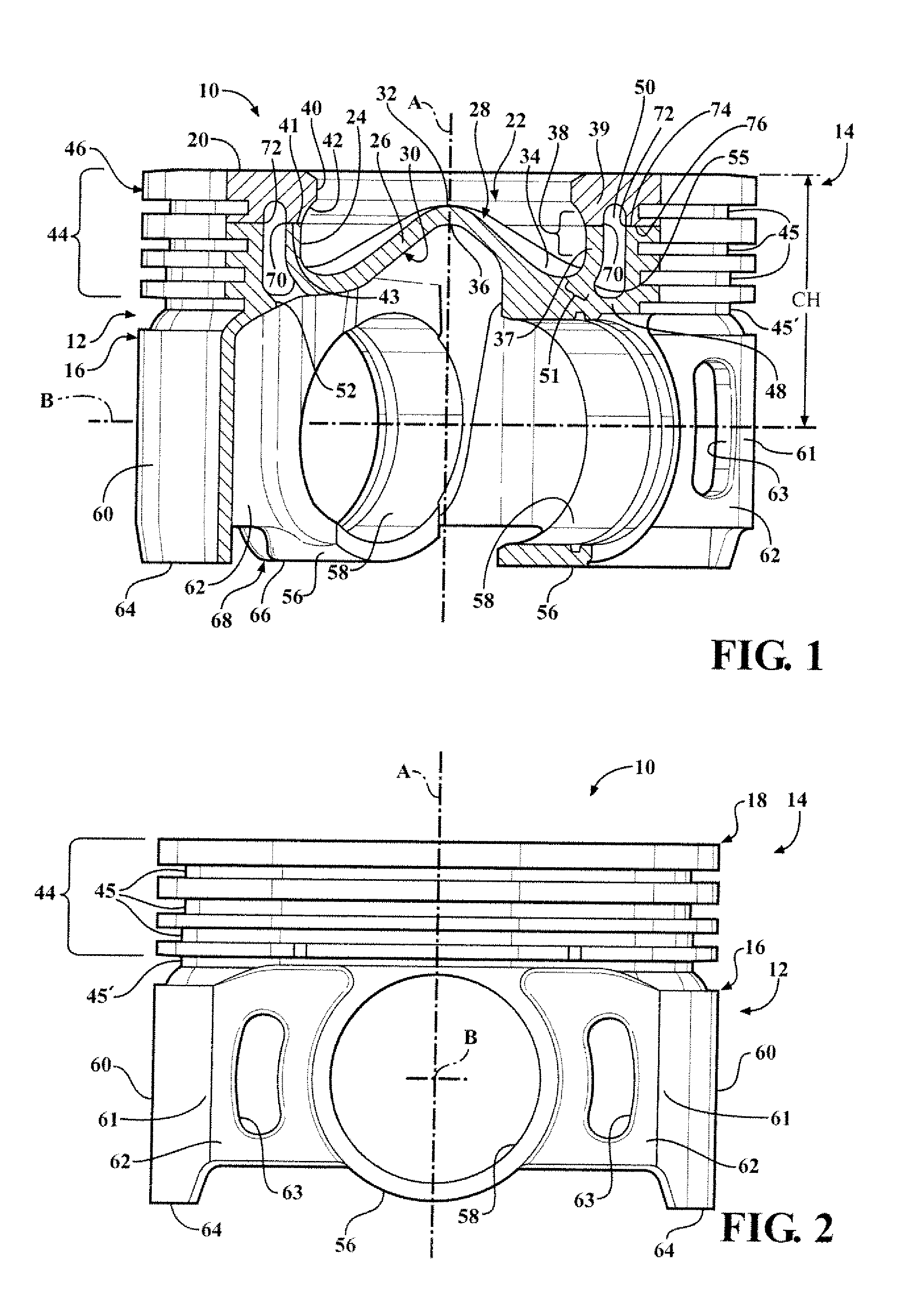 Steel piston with cooling gallery and method of construction thereof