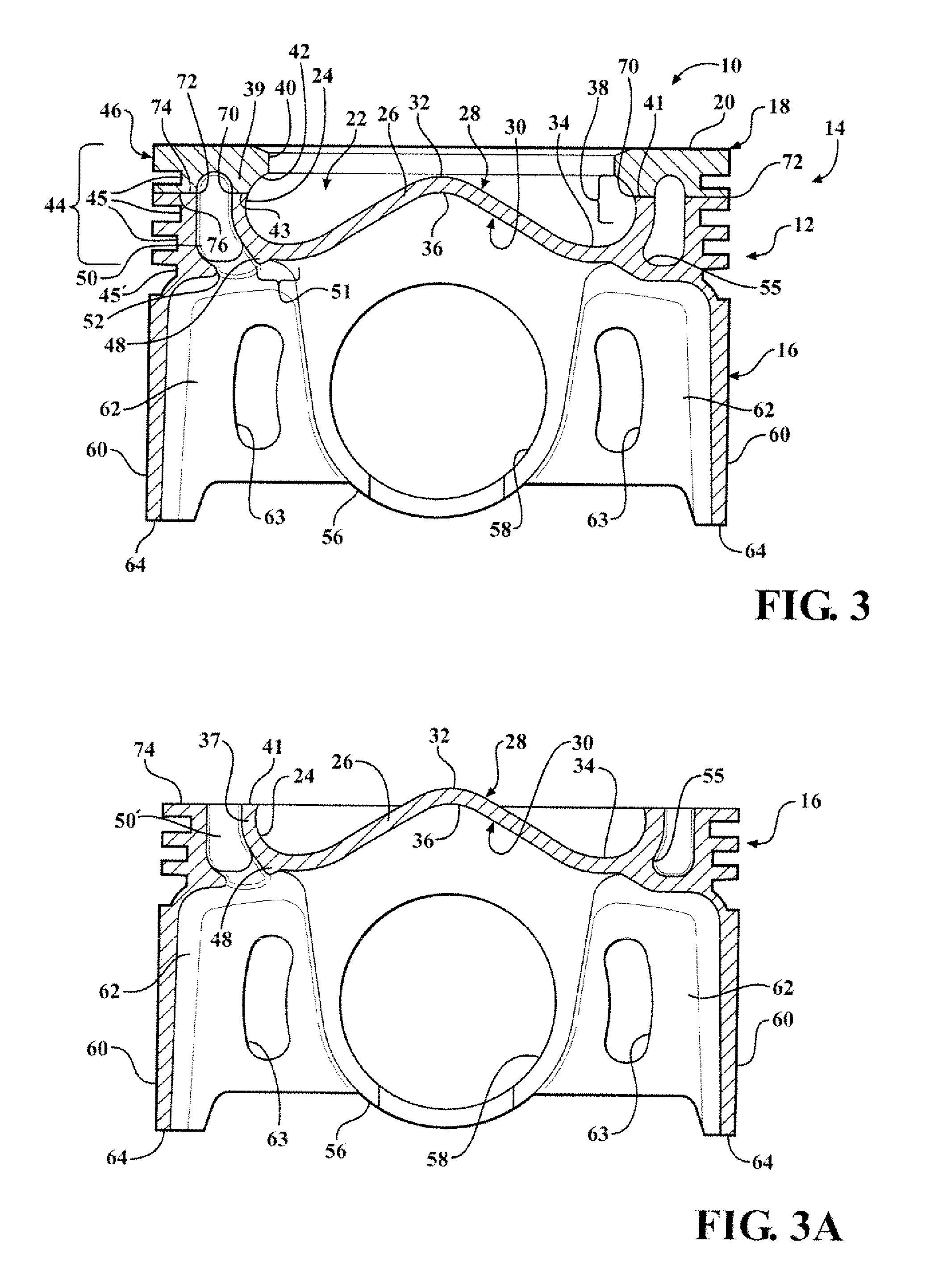 Steel piston with cooling gallery and method of construction thereof