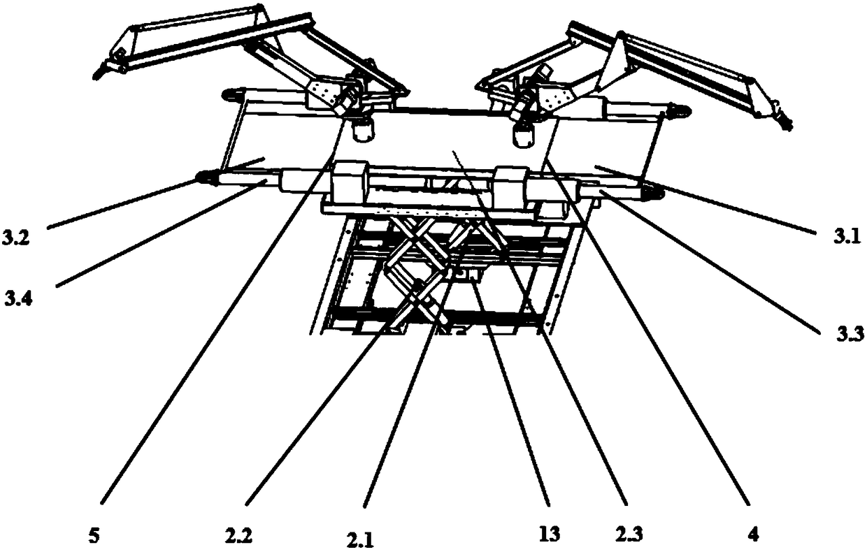 Dam flow channel maintenance platform with mechanical arms