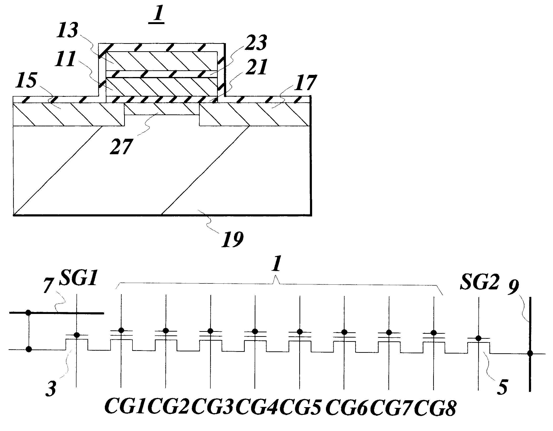 Erasable and programmable nonvolatile semiconductor memory, semiconductor integrated circuit device having the semiconductor memory and method of manufacturing the semiconductor memory