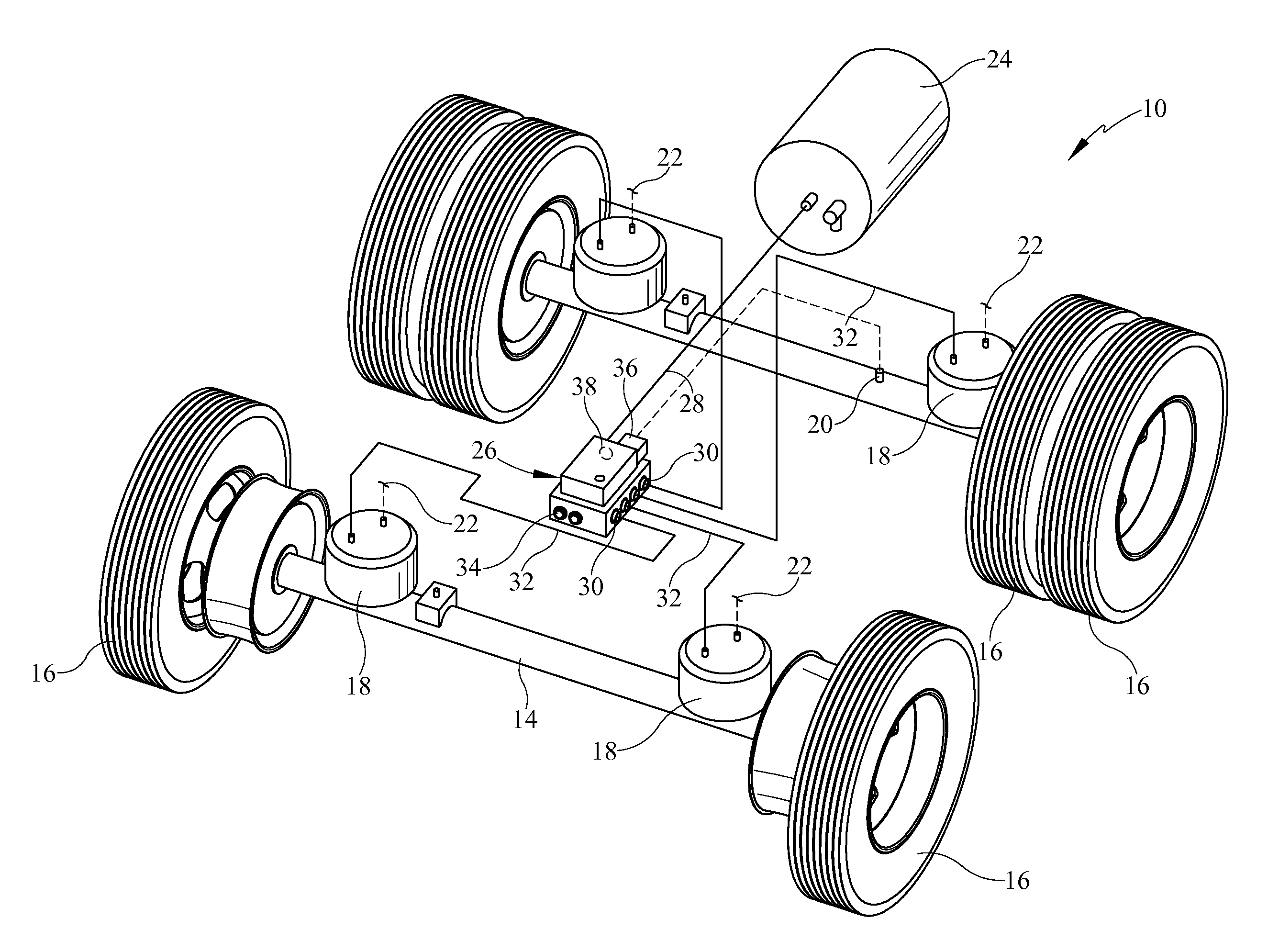 Controllable load distribution system for a vehicle