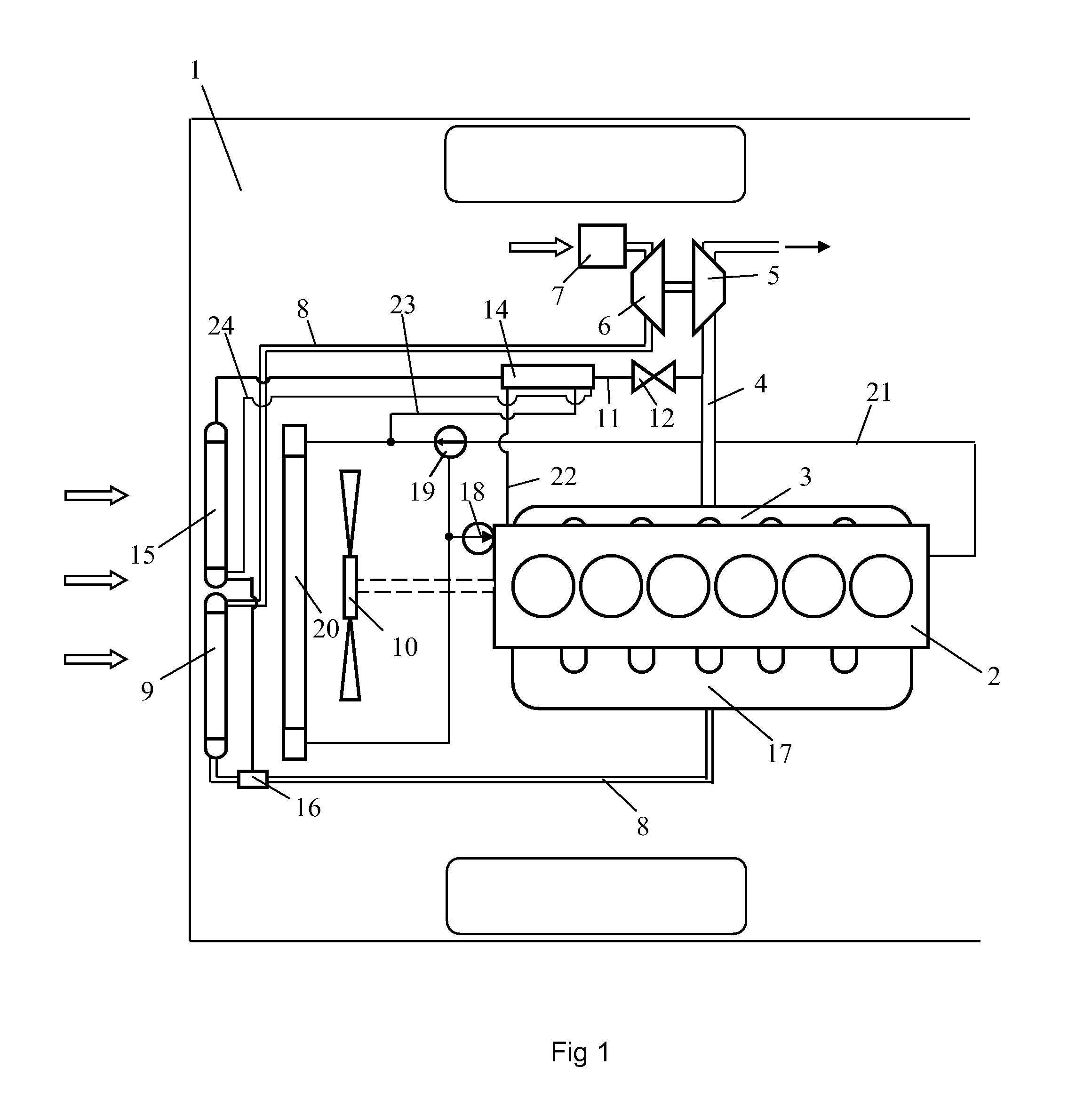 Arrangement and method for the return of exhaust gases in a combustion engine