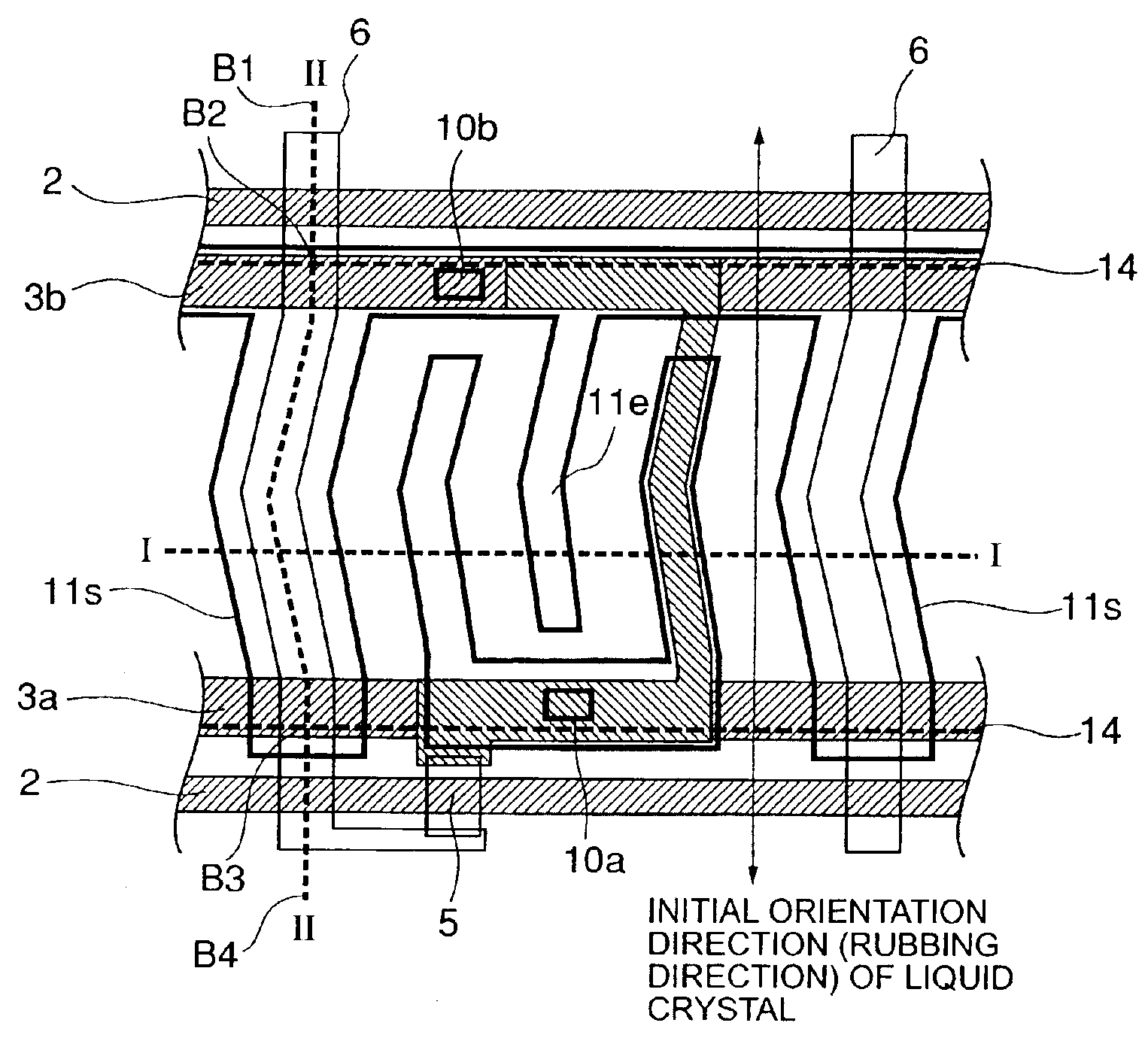 Liquid crystal display device of an in-plane switching mode including a black matrix layer