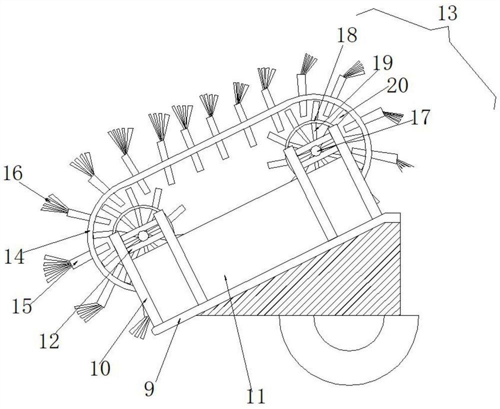 Road garbage sweeping and collecting device capable of separating garbage from water