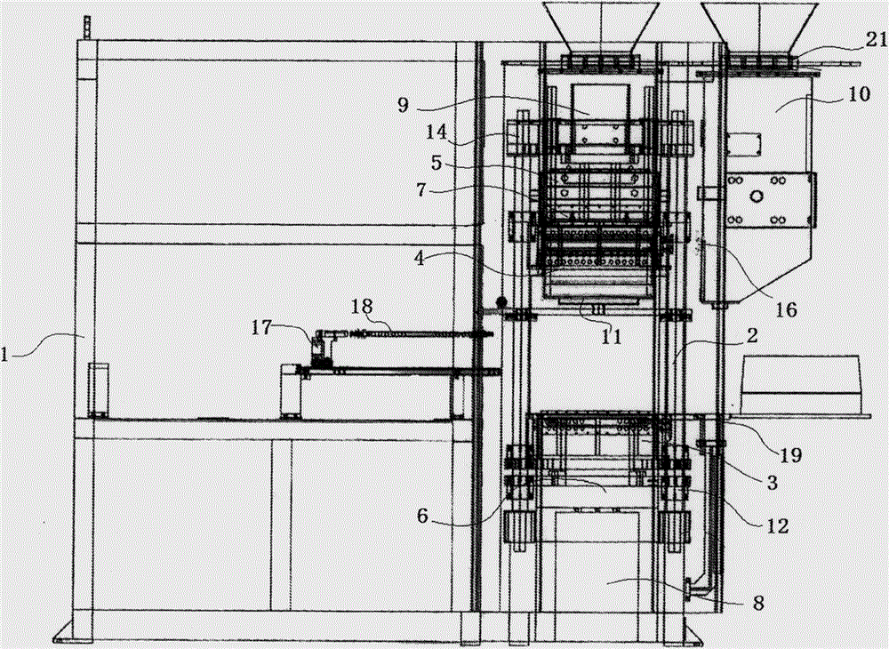 Molding machine without sand filling dead angles and application method thereof